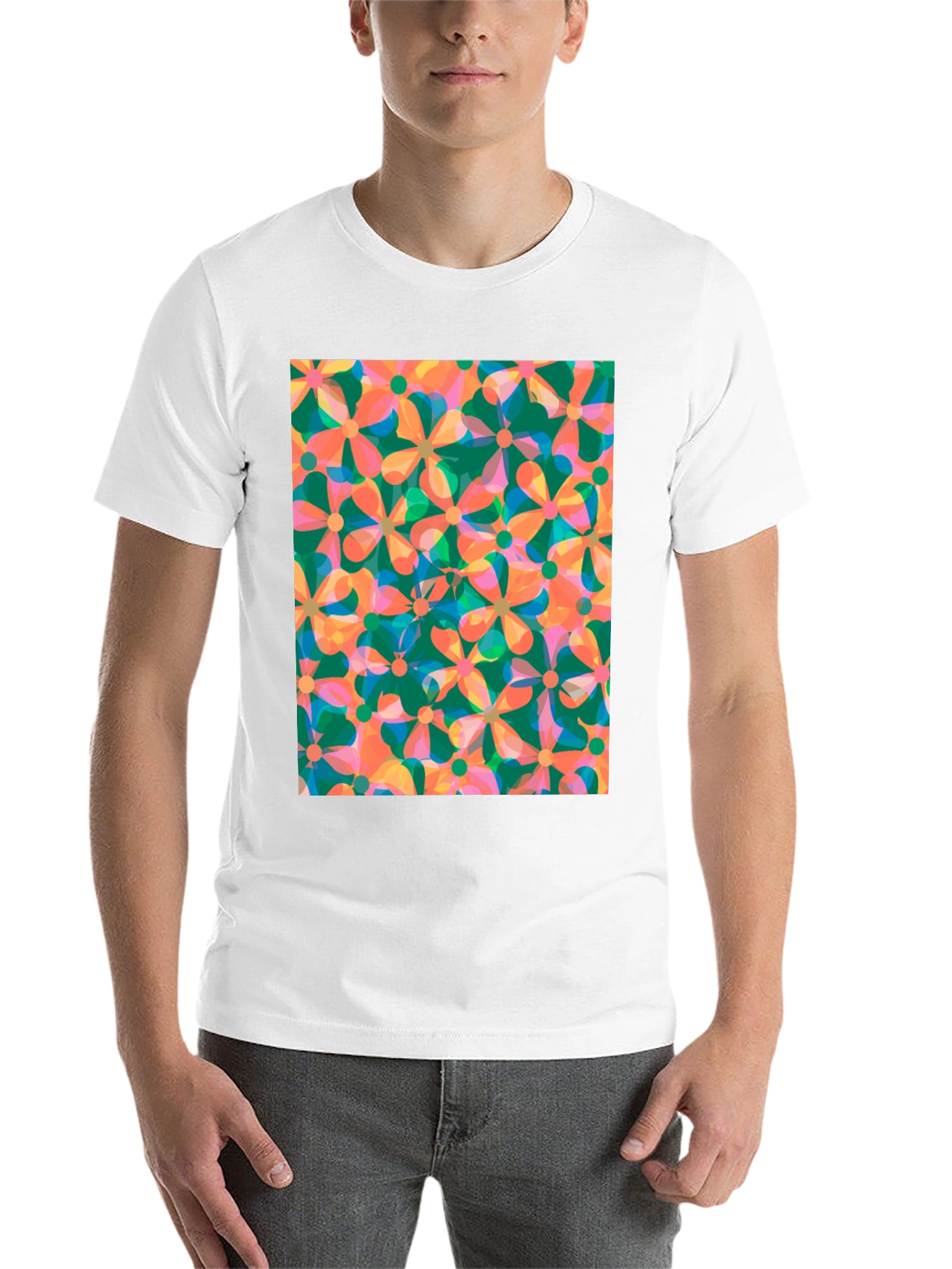 Black Retro Floral Print Black T-Shirt view 14