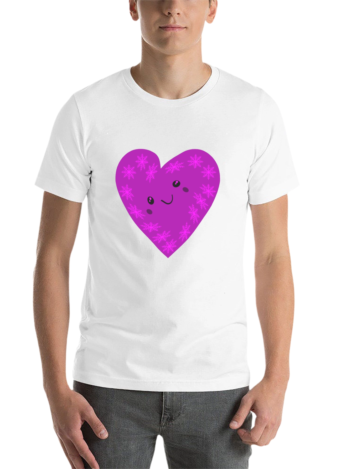 Black Cute Purple Snowflake Heart Graphic T-Shirt view 14