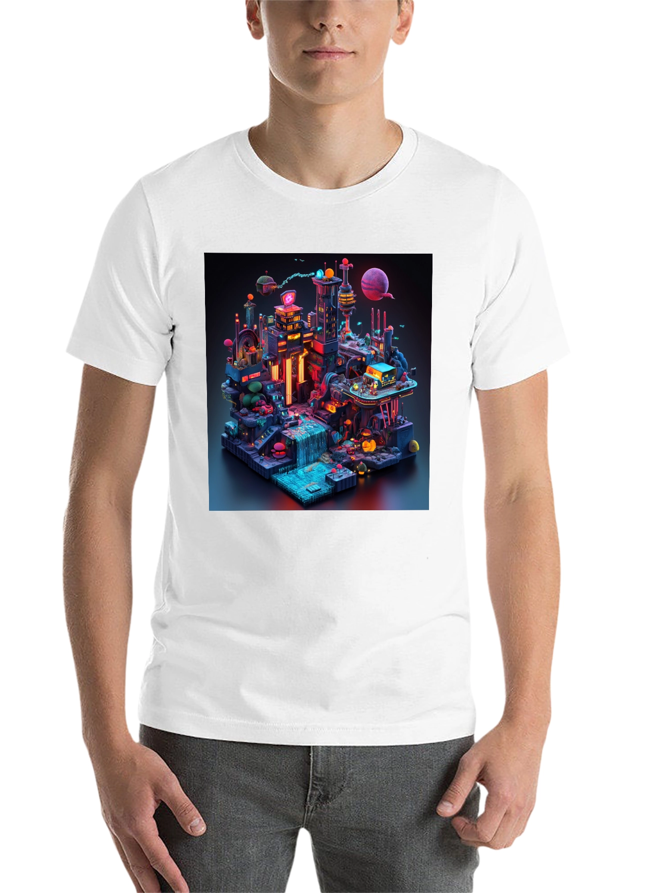 Black Futuristic Cityscape Graphic Tee view 14