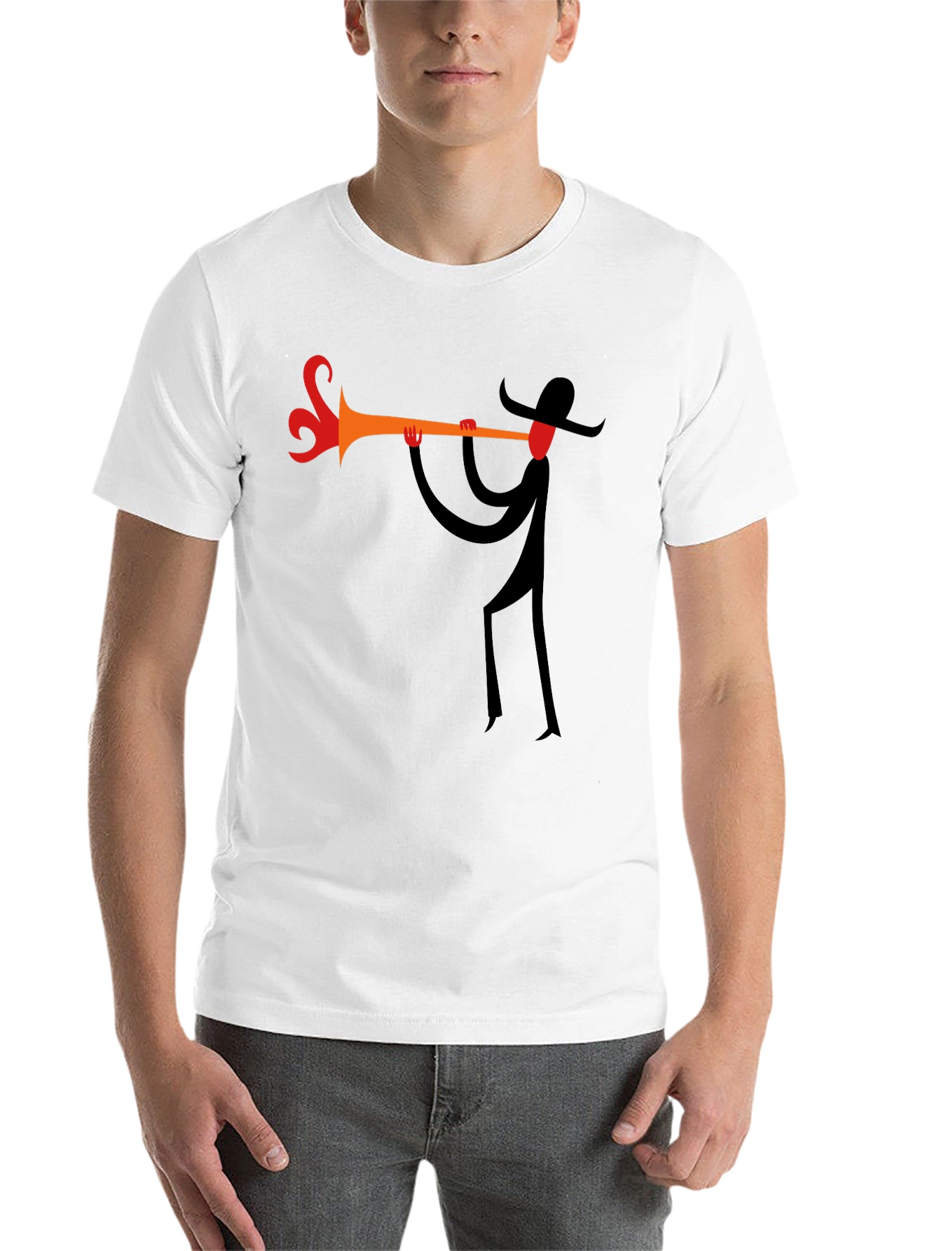 Black Abstract Trumpet Player Black T-Shirt view 14