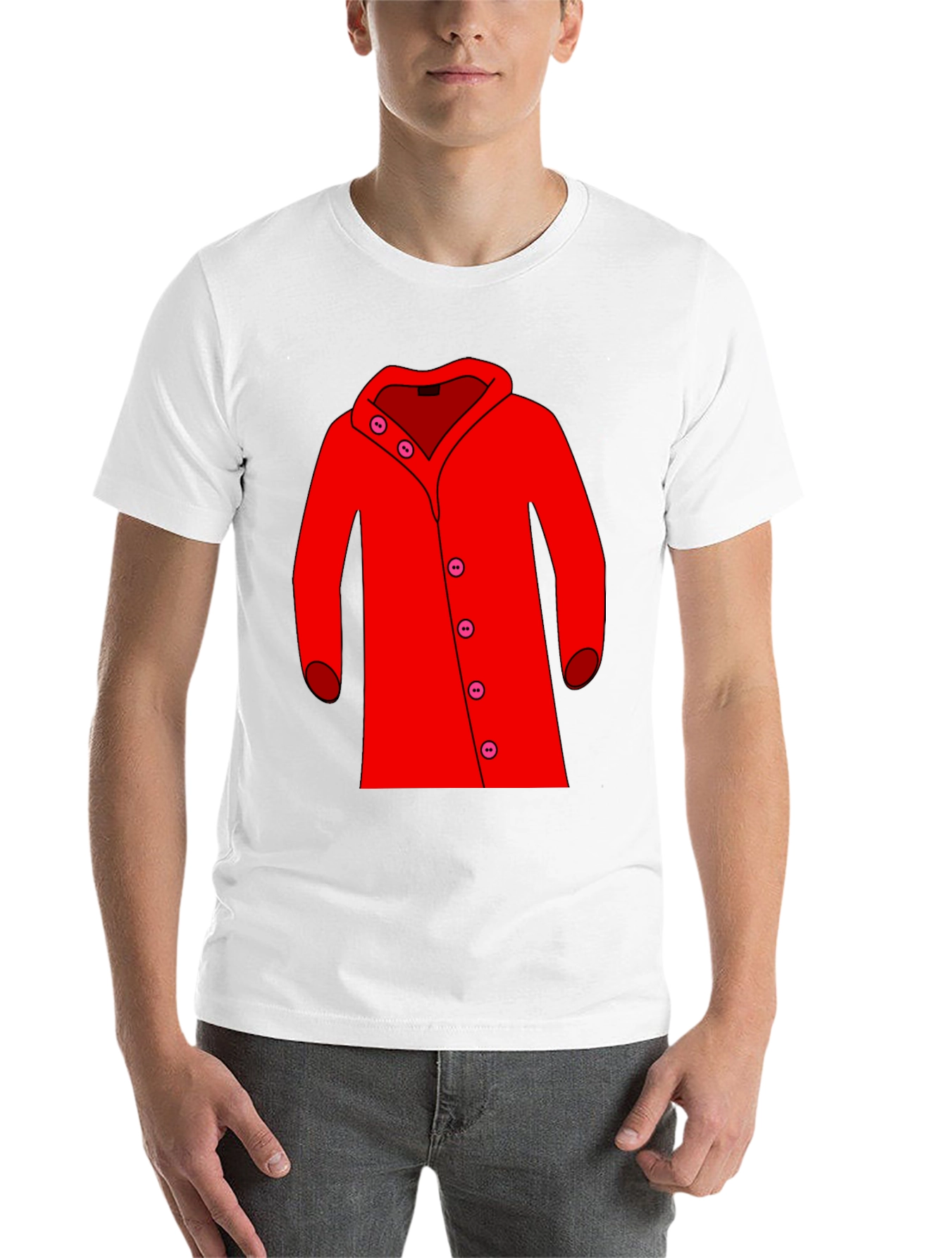 Black Red Coat Graphic Tee - Stylish Unisex T-Shirt view 14