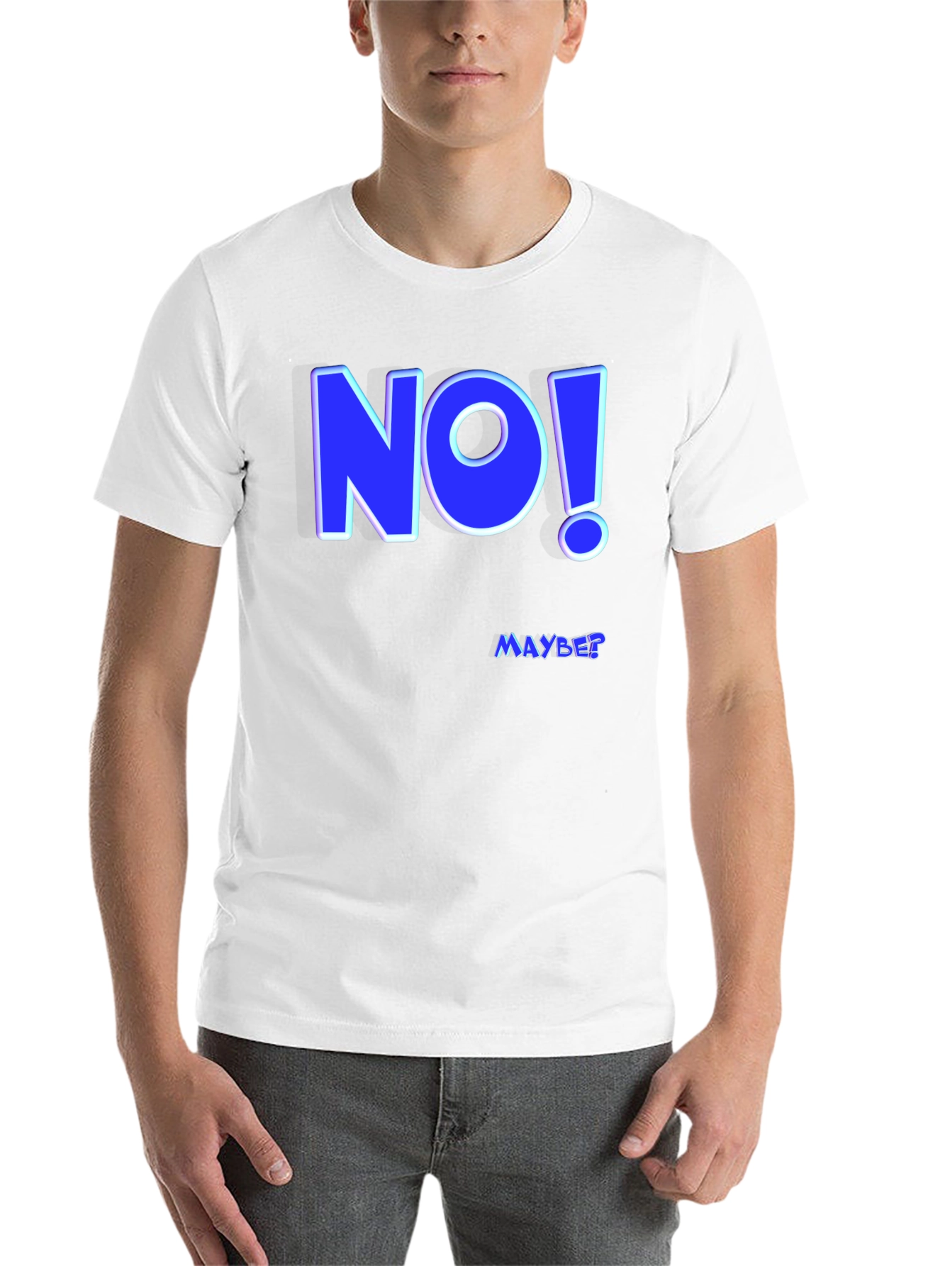 Black Funny "NO! MAYBE?" Graphic Tee - Men's Black T-Shirt view 14