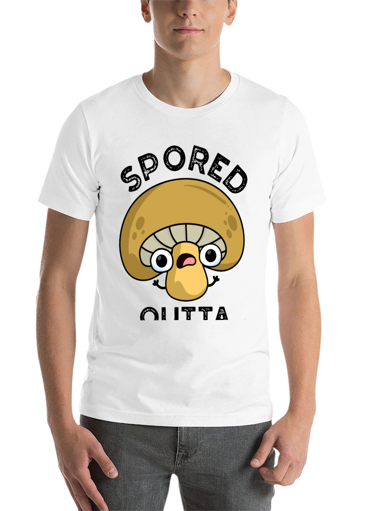 Black Spored Outta Shirt - Funny Mushroom Graphic Tee view 14