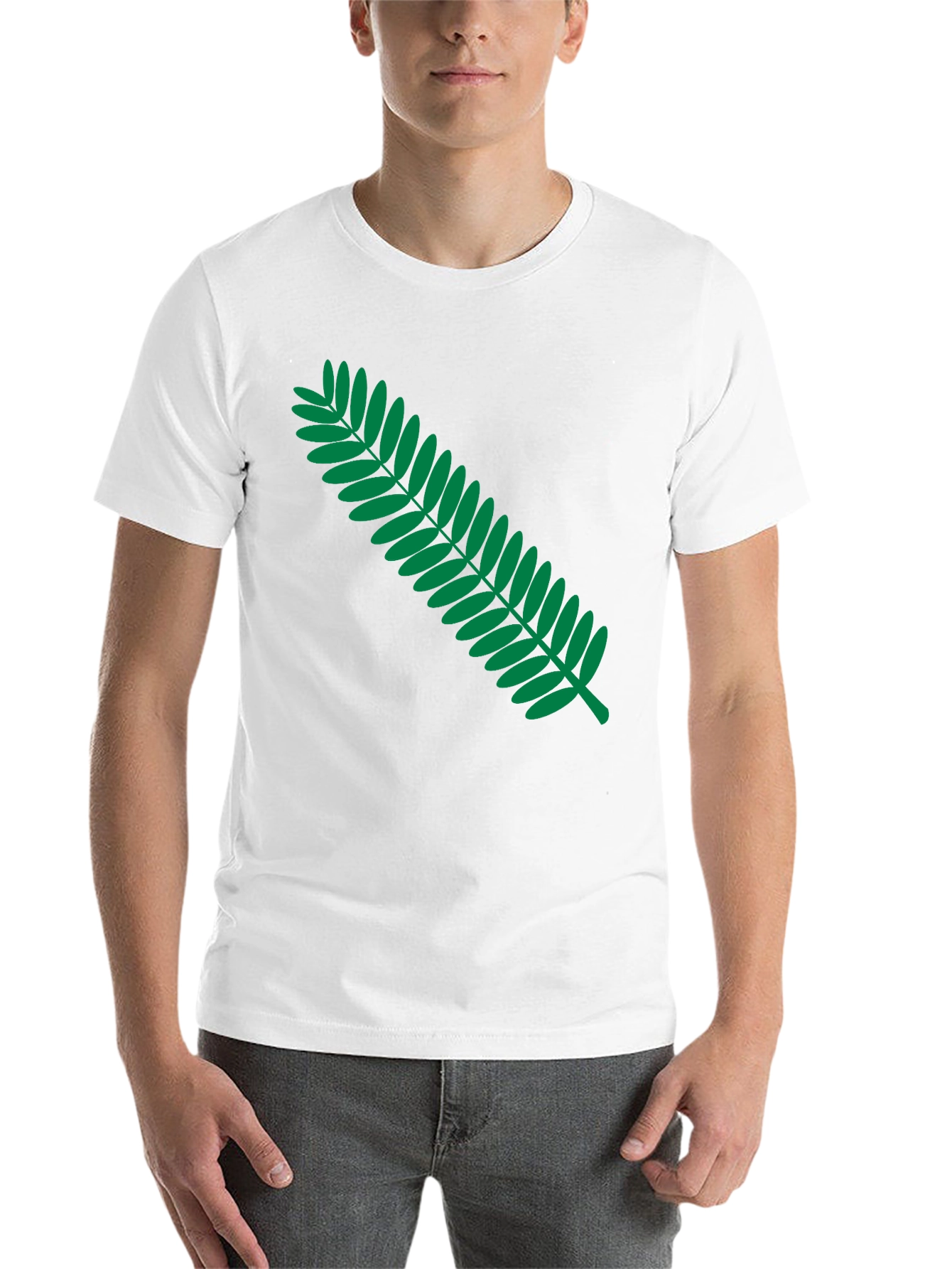 Black Black T-Shirt with Green Fern Graphic Print view 14