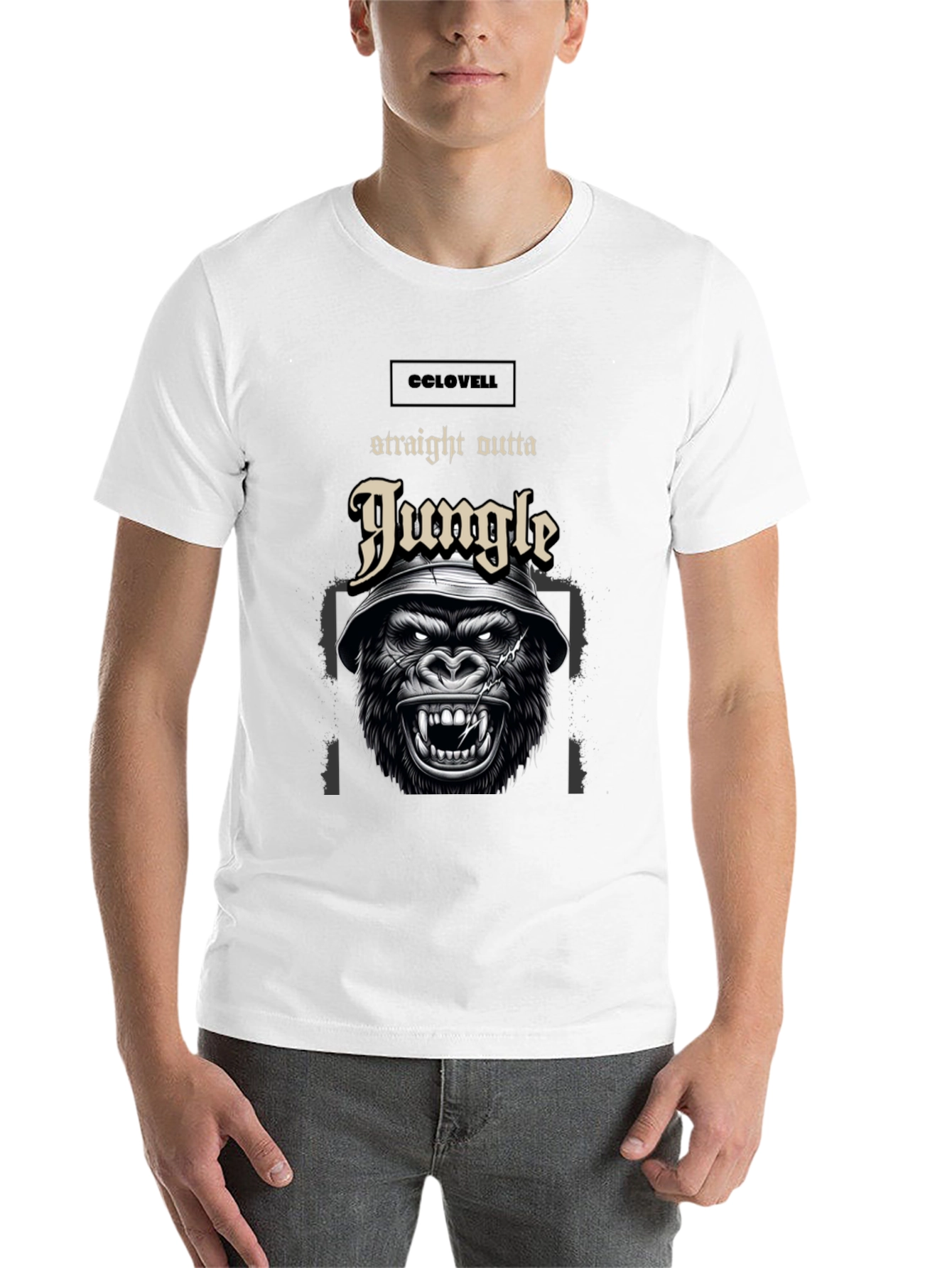 Black Straight Outta Jungle Gorilla Graphic Tee - Black view 14