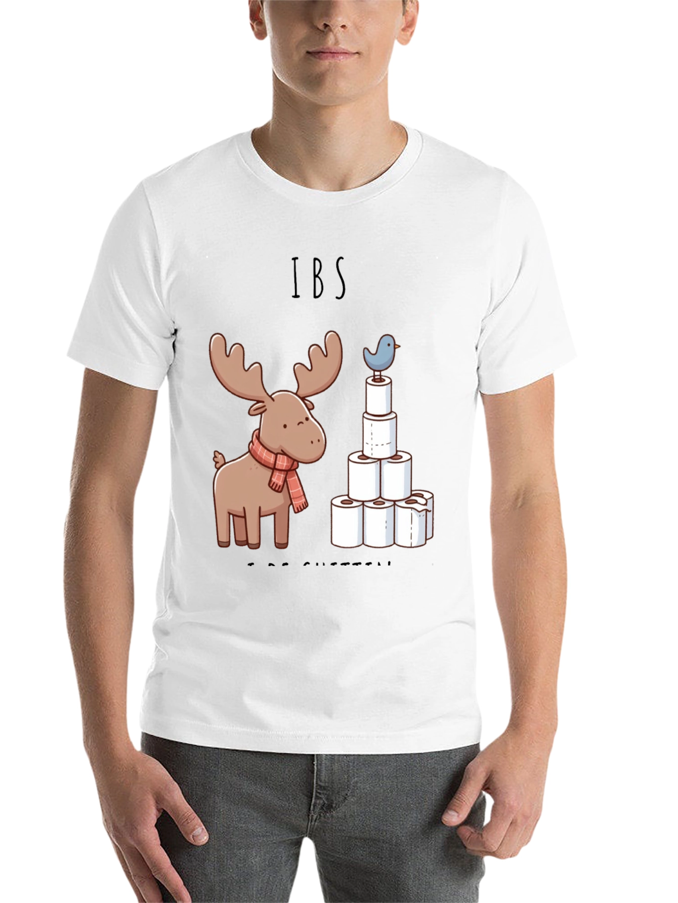 Black IBS Humor Tee - Moose and TP Tower Graphic T-Shirt view 14