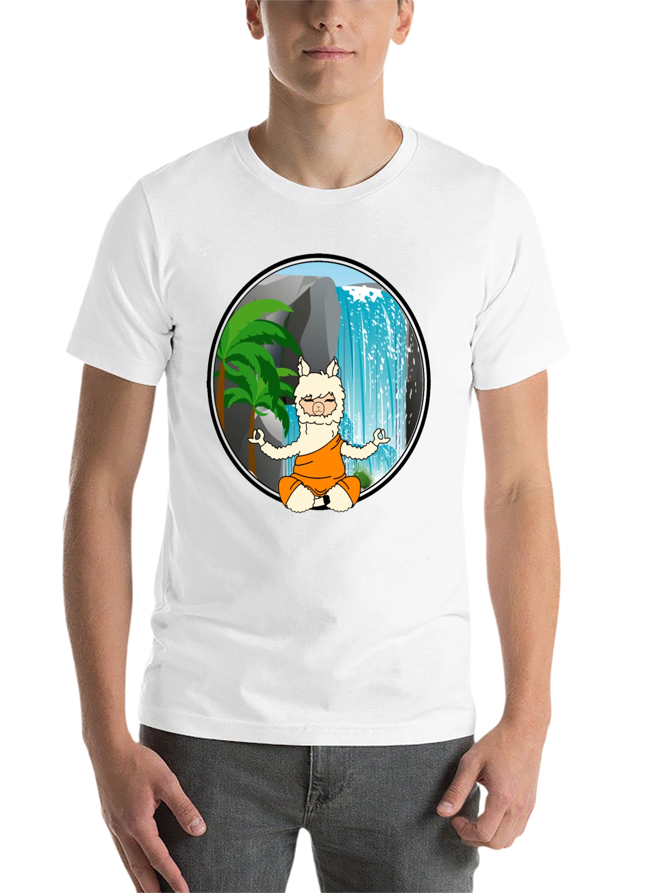 Black Zen Llama T-Shirt - Meditating Alpaca Design view 14