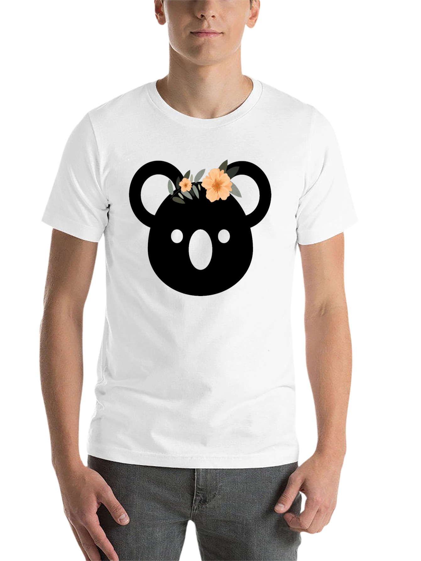 Black Koala with Flower Crown Graphic T-Shirt view 14