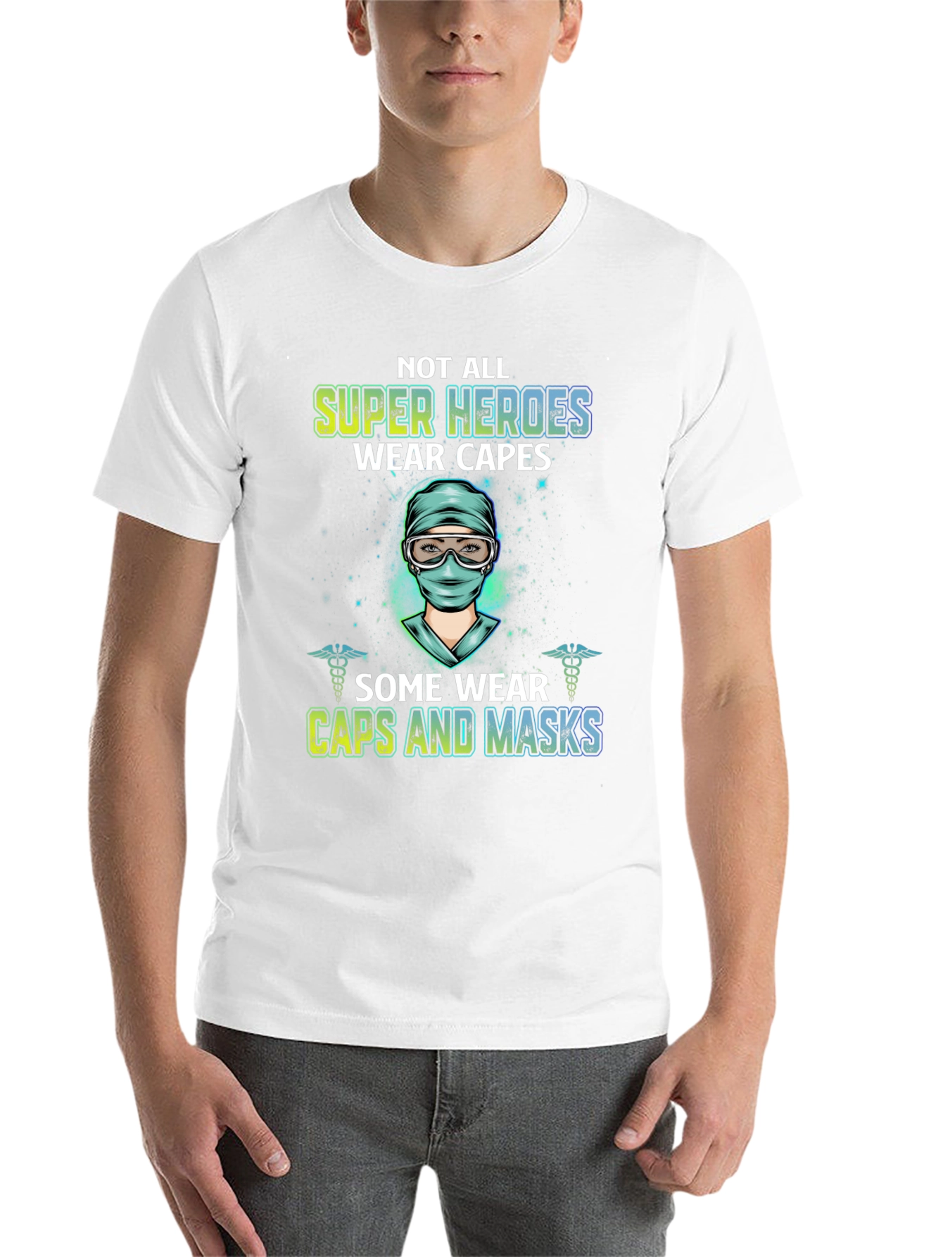 Black Heroic Caps and Masks T-Shirt view 14