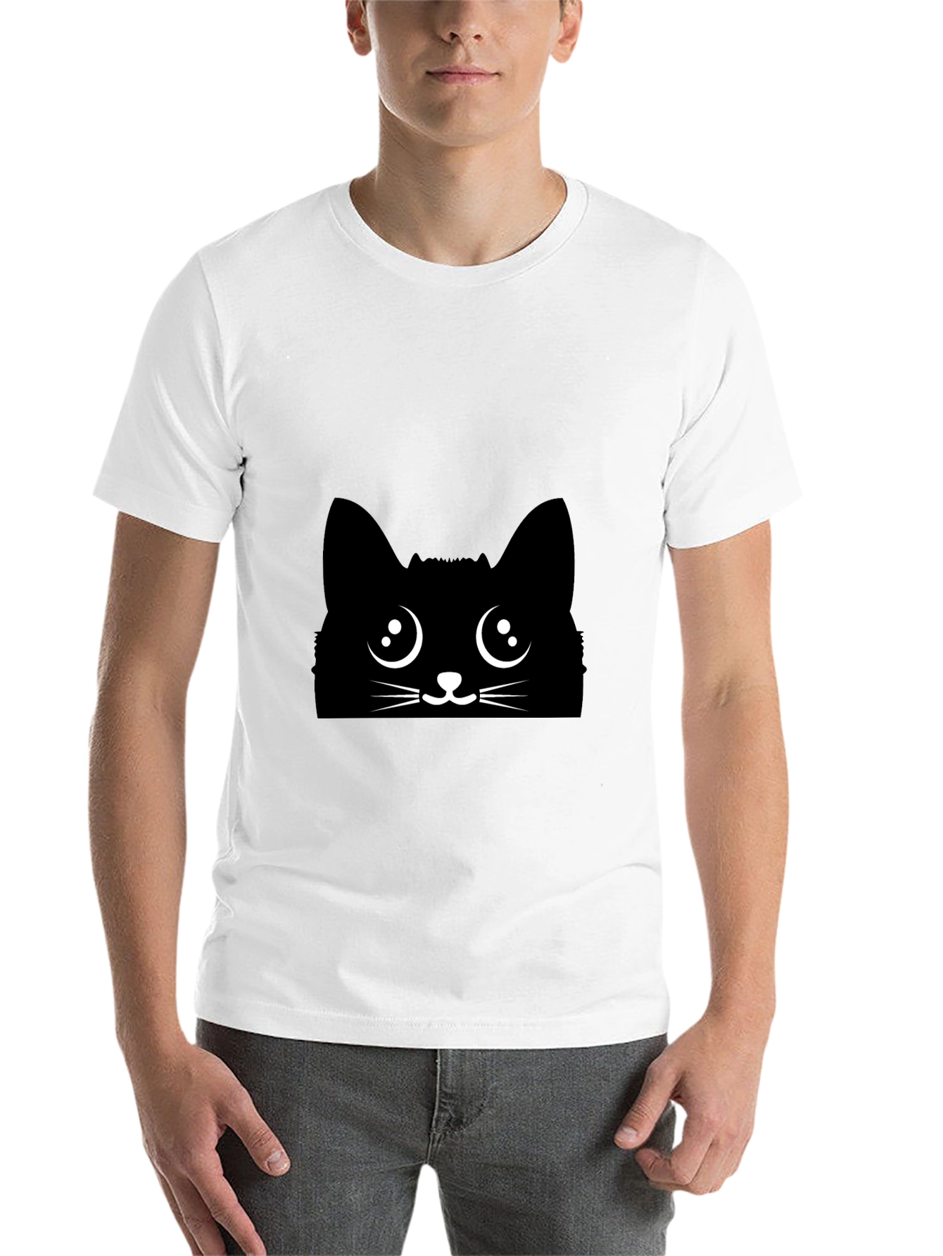 Black Black Cat Face Graphic Tee - Cute Kawaii Style view 14