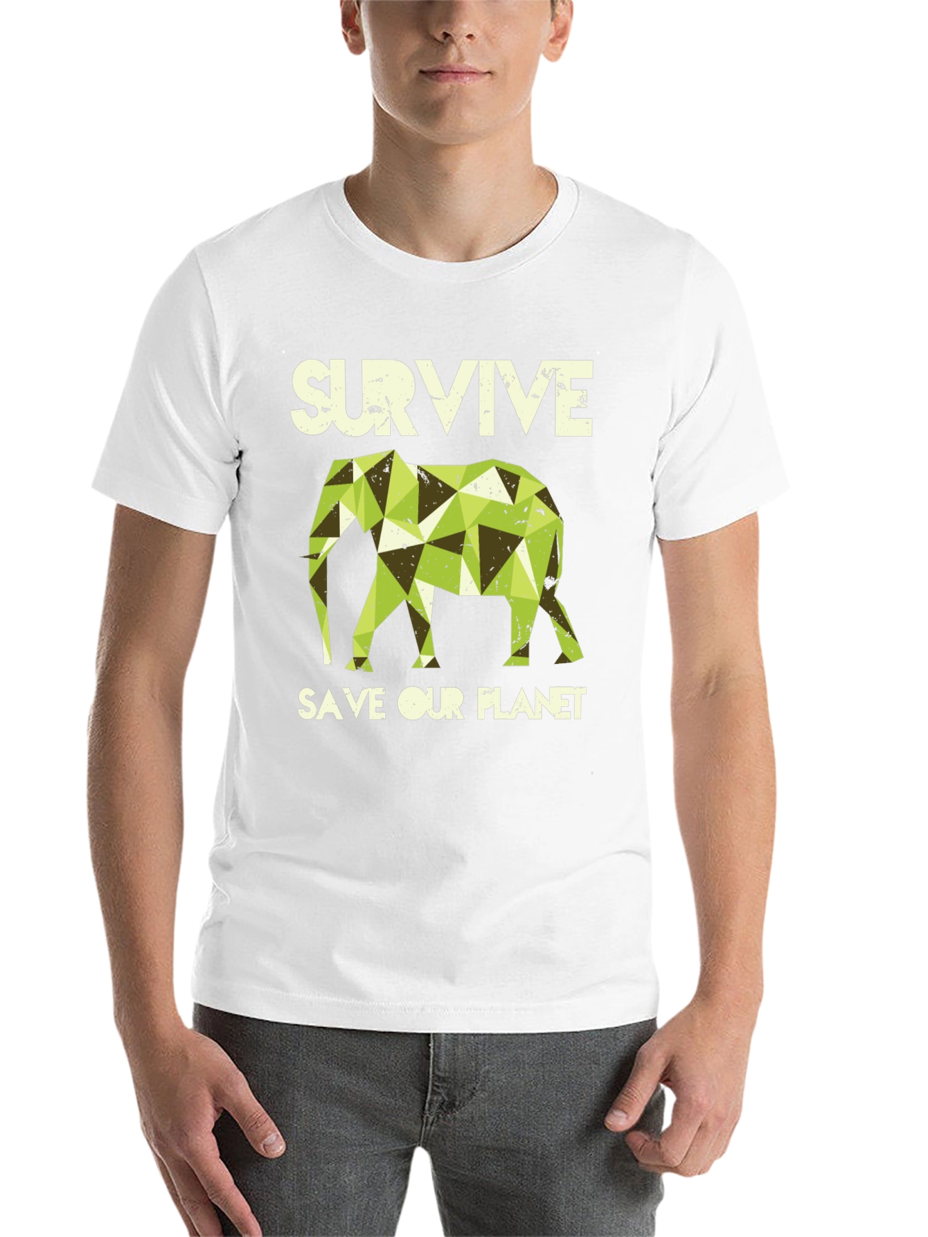 Black Survive Save Our Planet Elephant Graphic Tee view 14