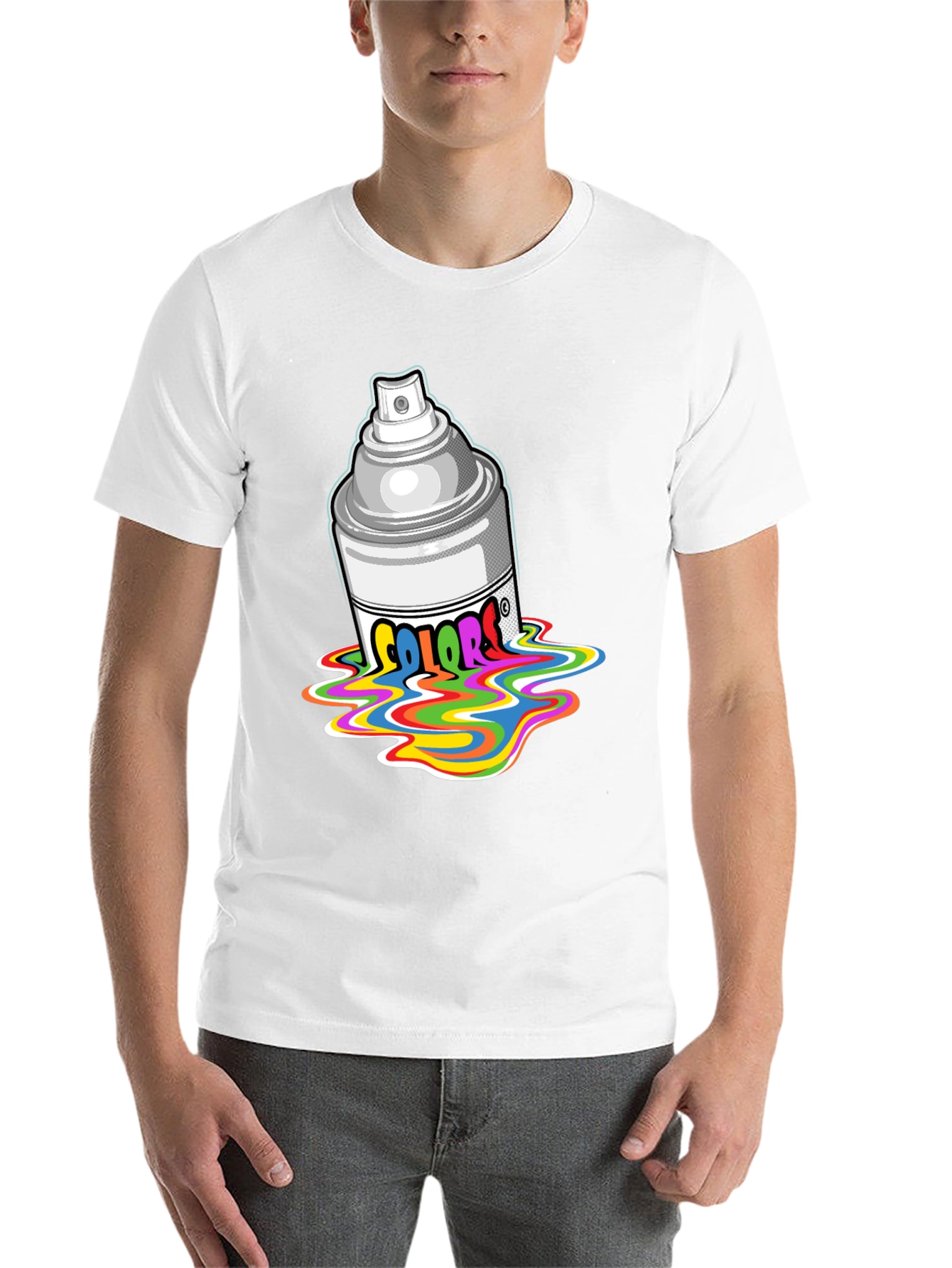 Black Colorful Spray Paint T-Shirt view 14