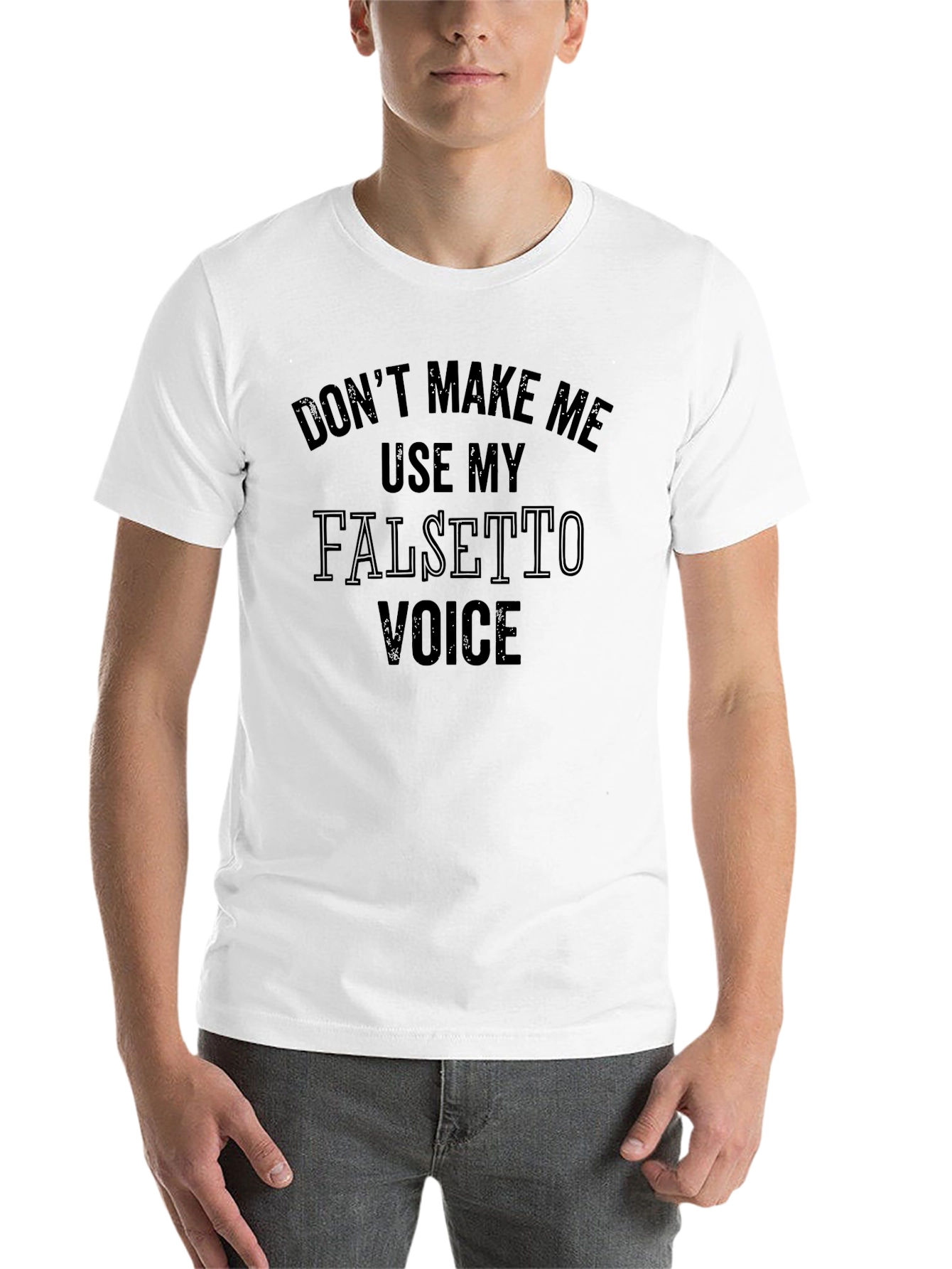 Black Falsetto Voice Graphic Novelty T-Shirt view 14