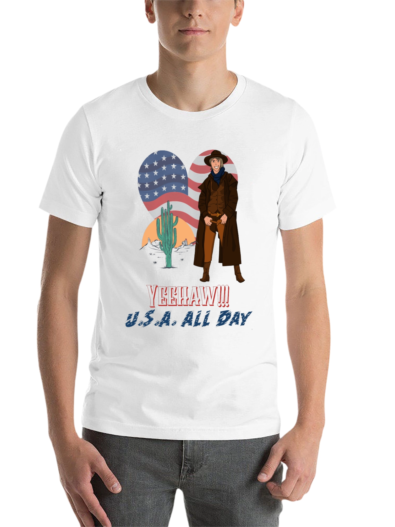Black Yeehaw U.S.A. All Day Cowboy T-Shirt view 14