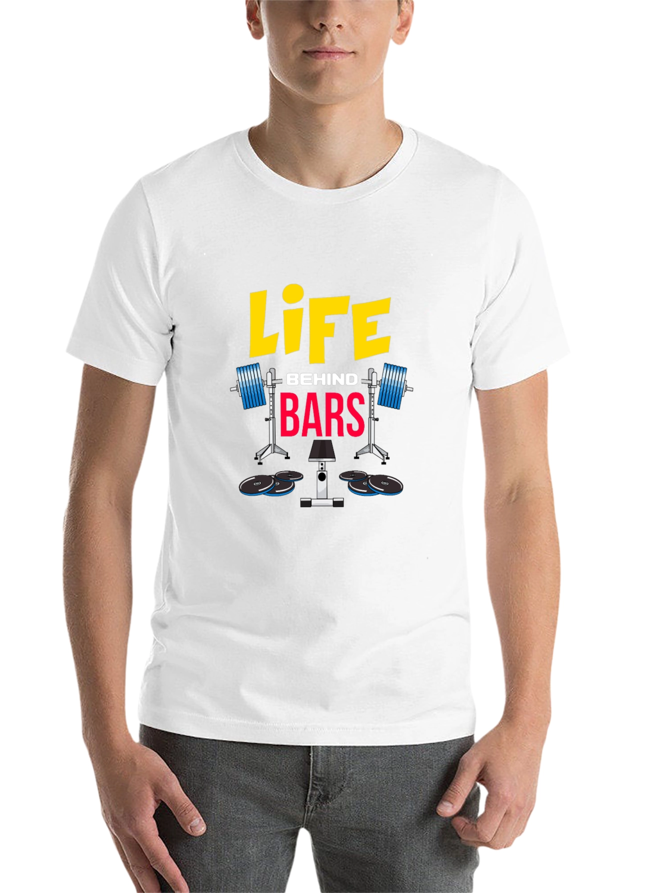 Black Life Behind Bars Graphic T-Shirt - Weightlifting Gym Tee view 14