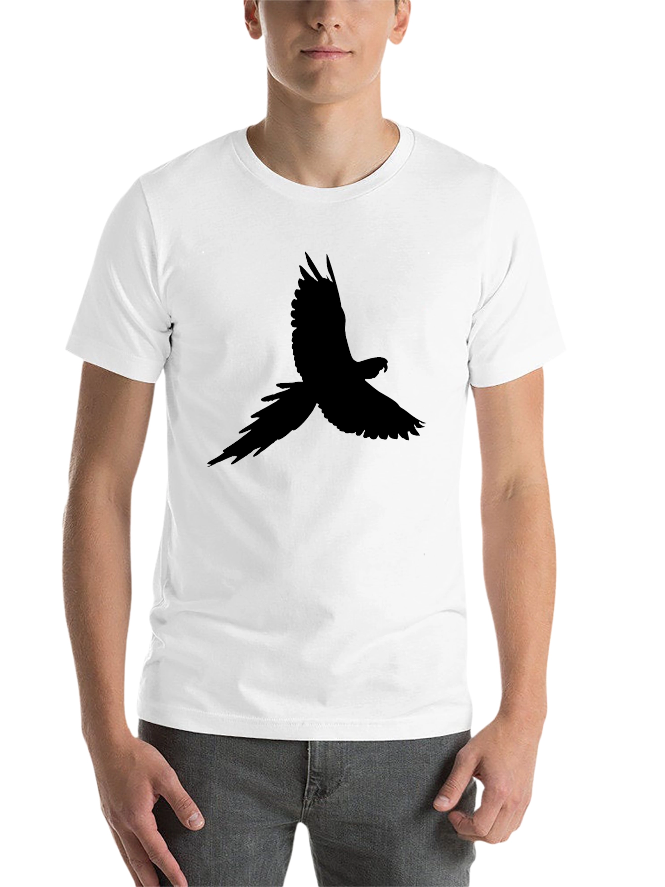 Black Black T-Shirt with Bird Silhouette Design view 14