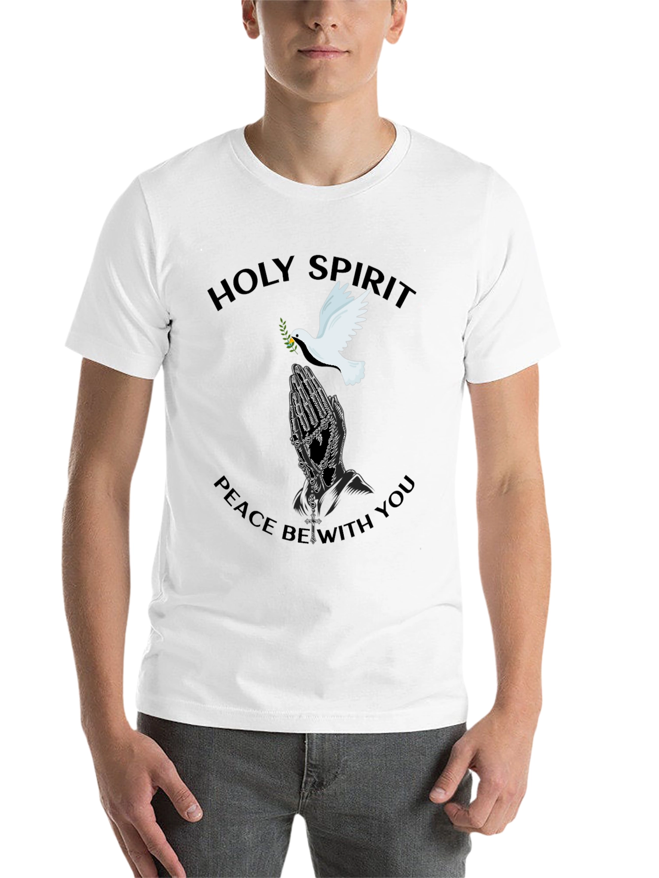Black Holy Spirit Dove Graphic Black T-Shirt view 14