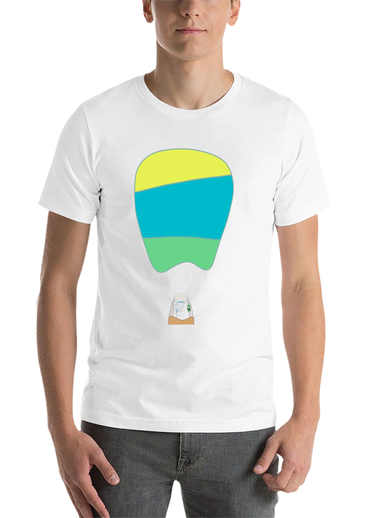 Black Funny Hot Air Balloon Graphic T-Shirt view 14