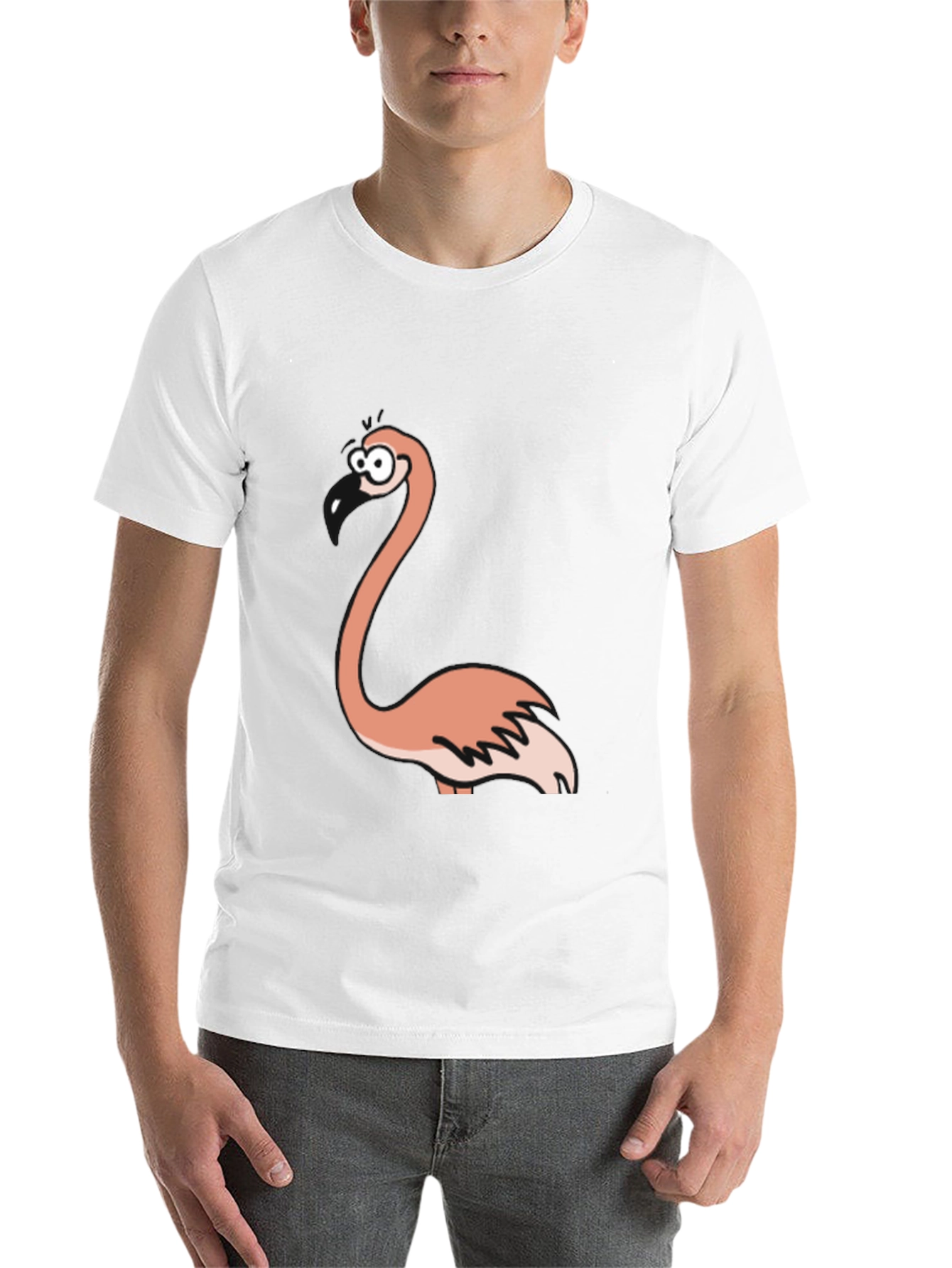 Black Funny Flamingo Graphic Black T-Shirt view 14