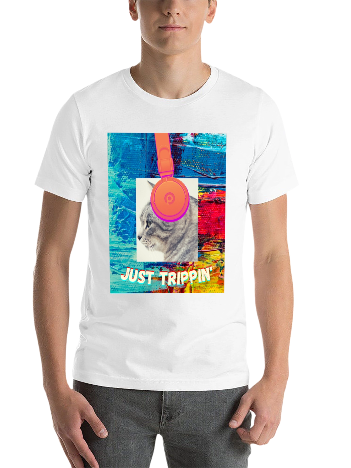 Black Just Trippin' Cat Graphic Tee view 14
