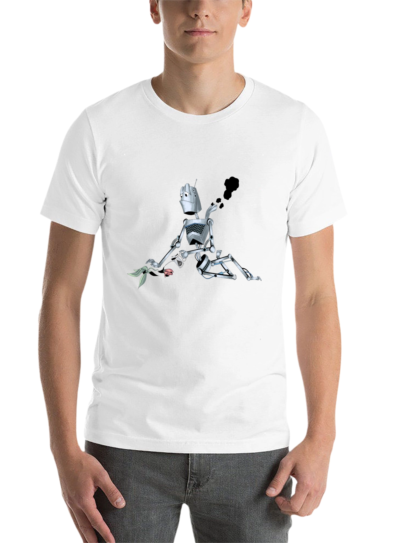 Black Robot with Flower Graphic Tee - Black view 14