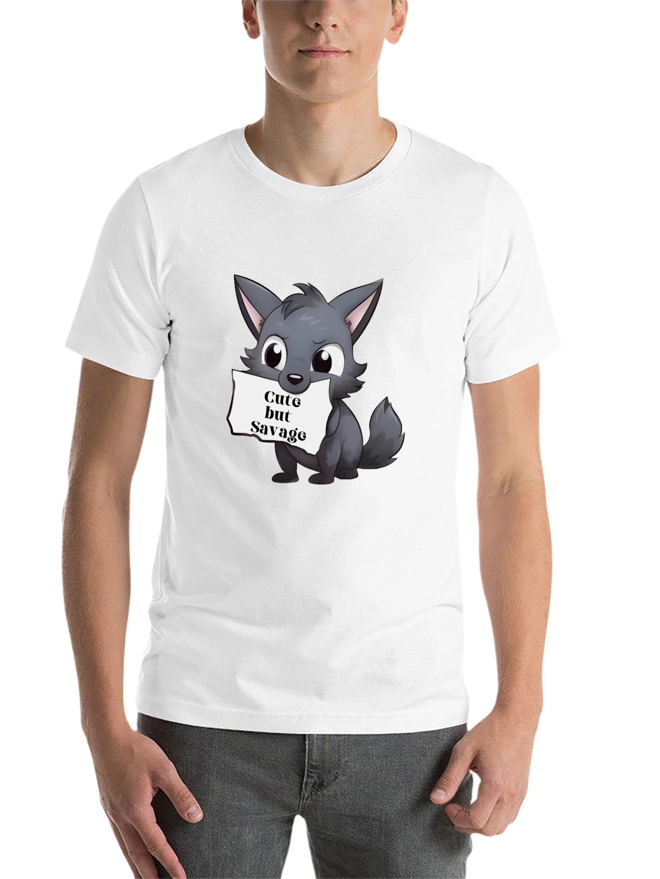 Black Cute But Savage Wolf Graphic Tee view 14