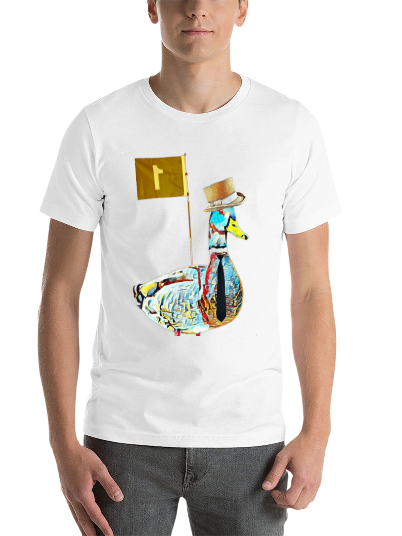 Black Duck with Top Hat Graphic Tee - Stylish Men's Black T-Shirt view 14