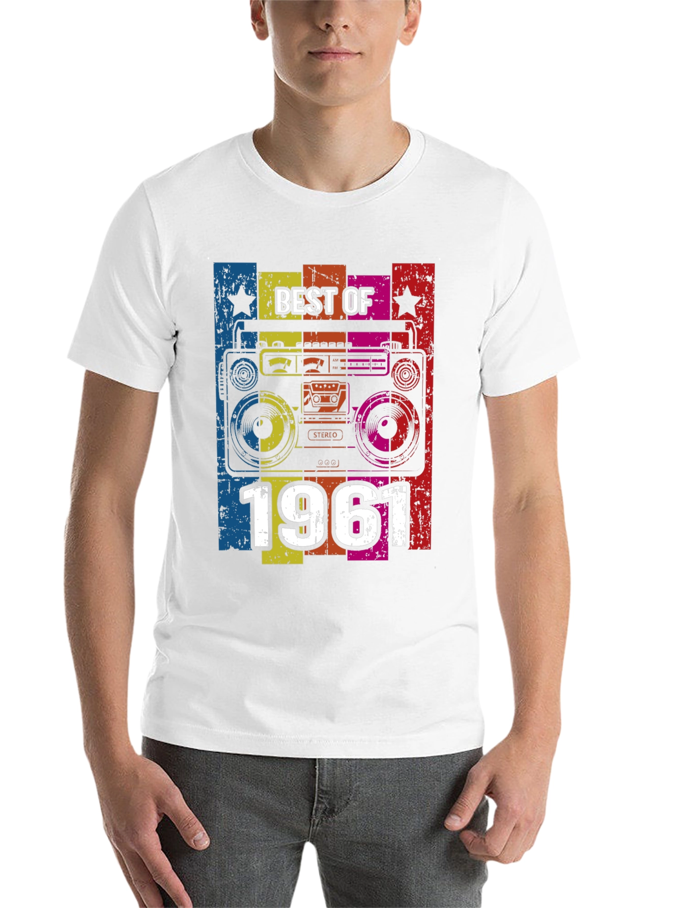 Black Best of 1961 Retro Boombox T-Shirt view 14