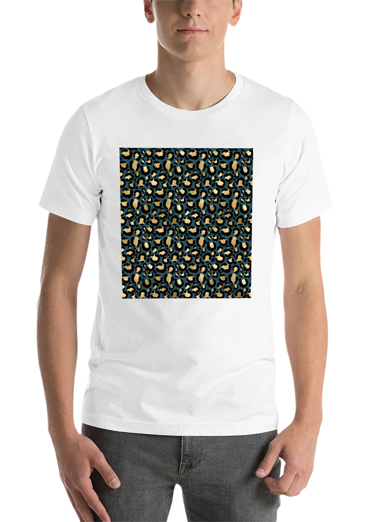 Black Leopard Print Crew Neck T-Shirt view 14