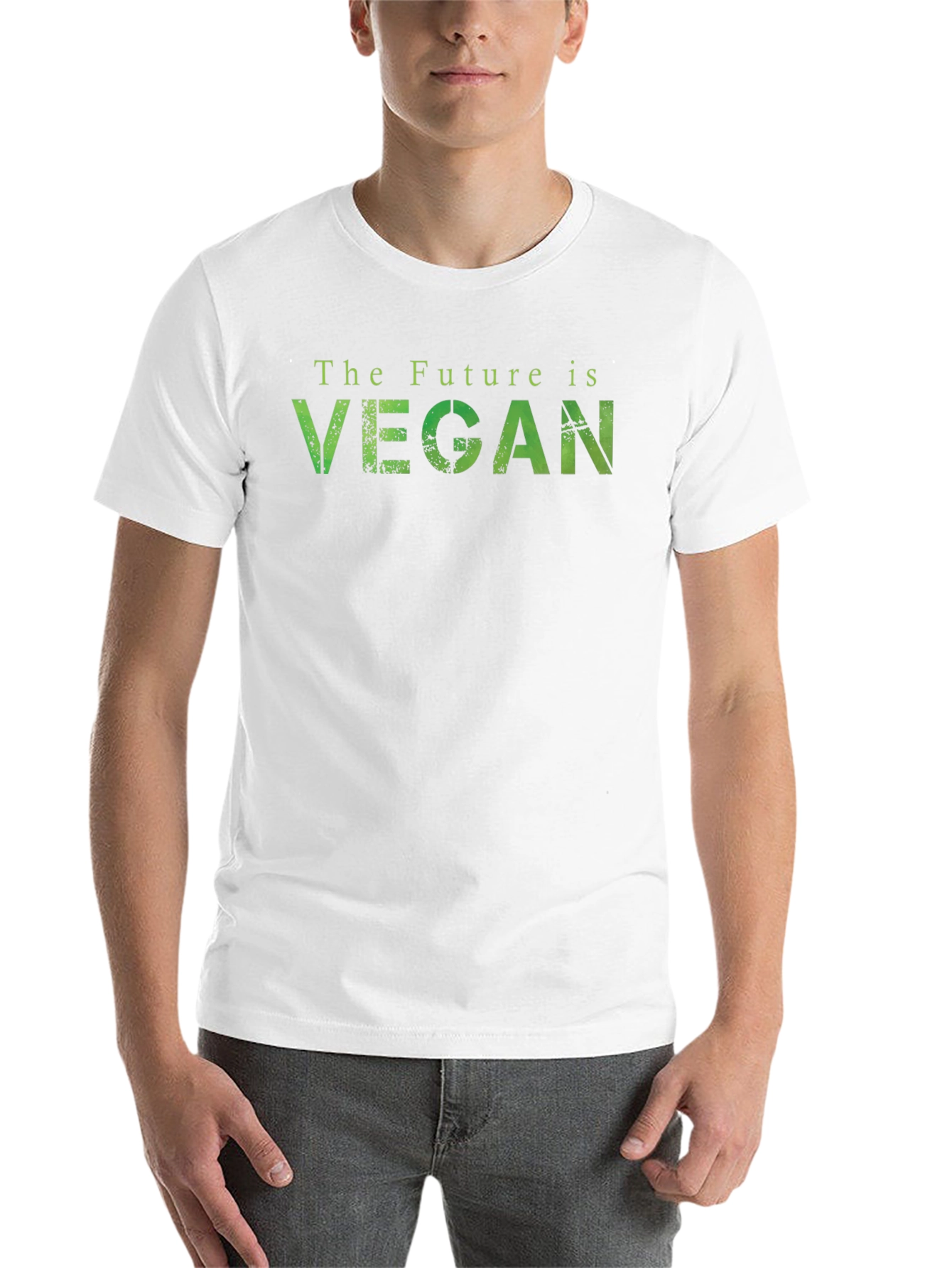 Black The Future is Vegan T-Shirt - Green Lettering view 14