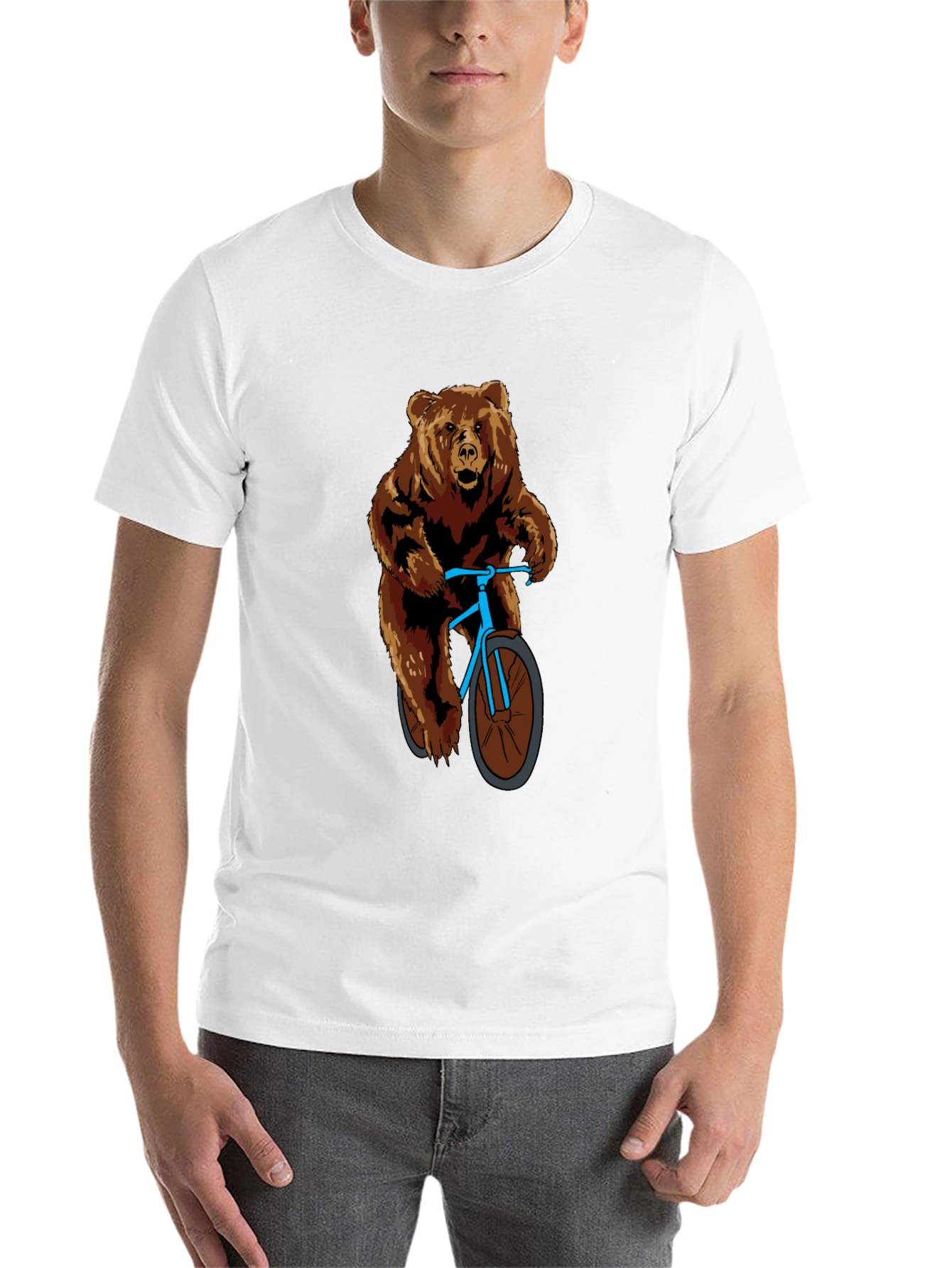 Black Bear on Bike Graphic T-Shirt - Cool Animal Tee view 14