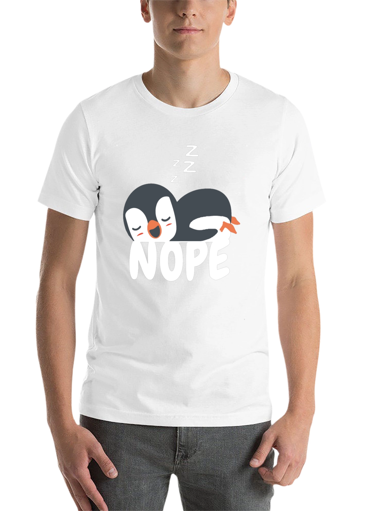 Black Nope Penguin T-Shirt - Funny & Relaxed Style view 14