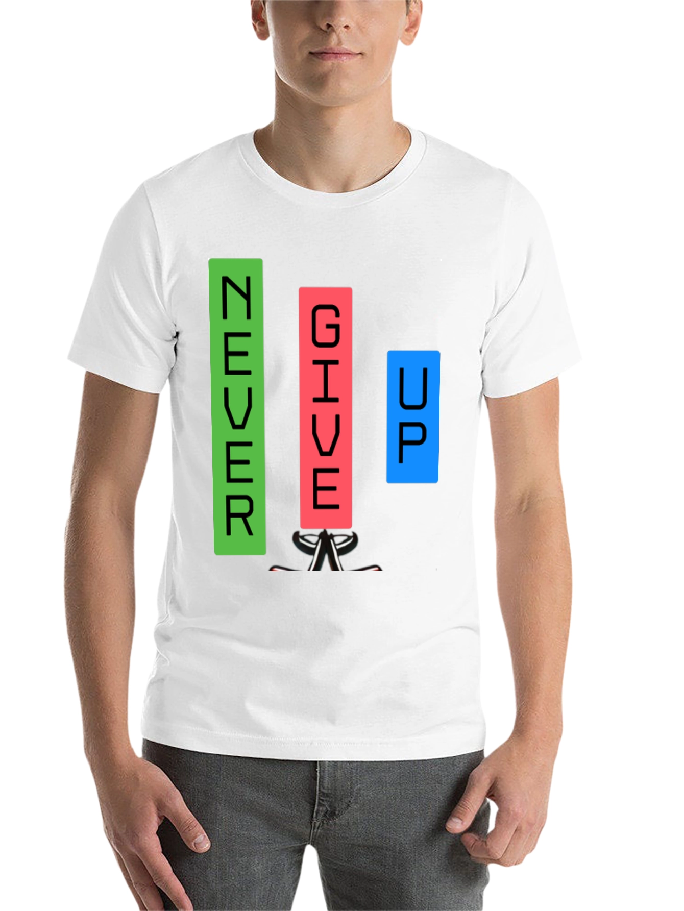 Black Never Give Up Graphic T-Shirt view 14