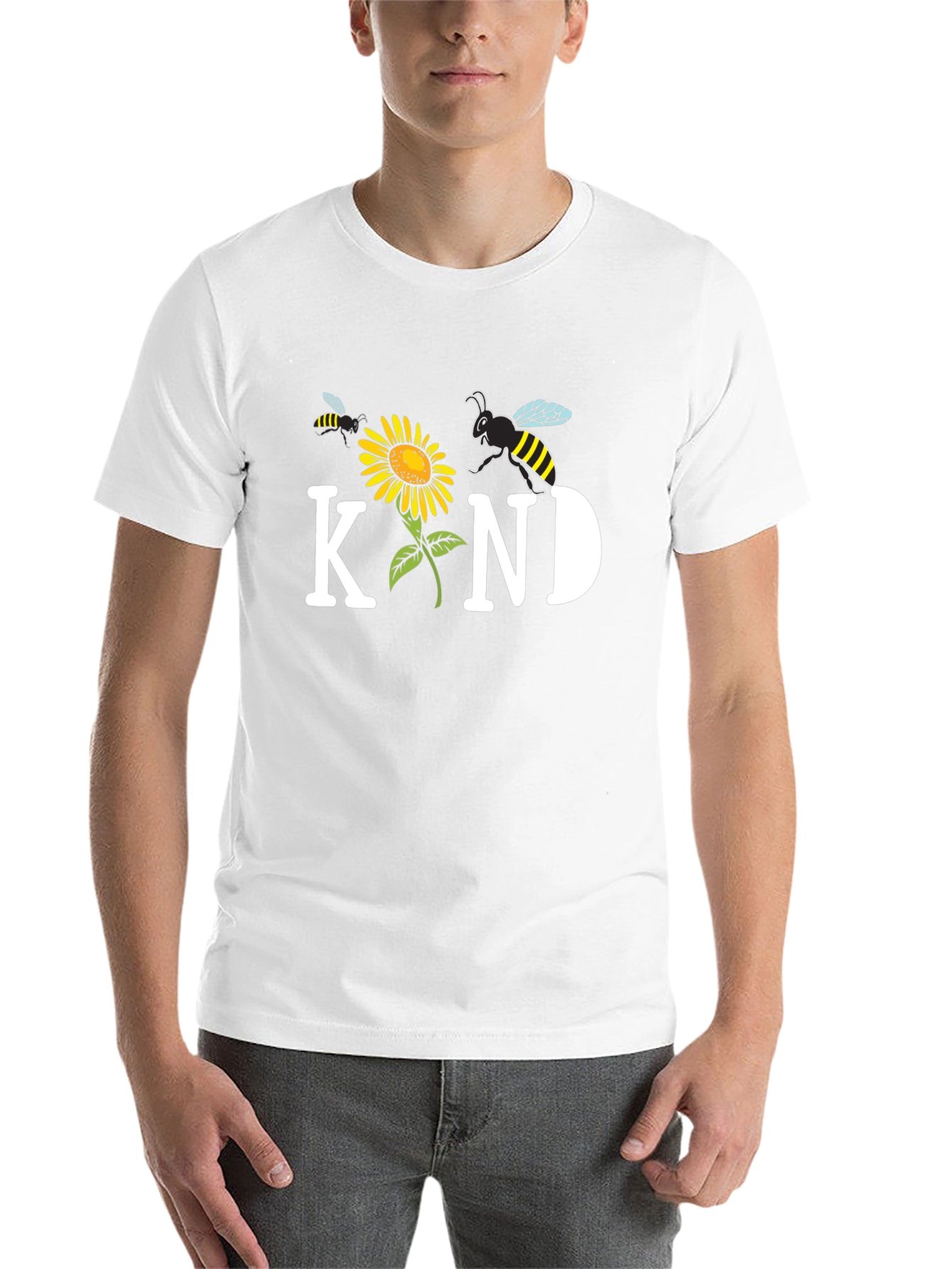 Black Kind Bee Sunflower Graphic Tee - Unisex Black T-Shirt view 14