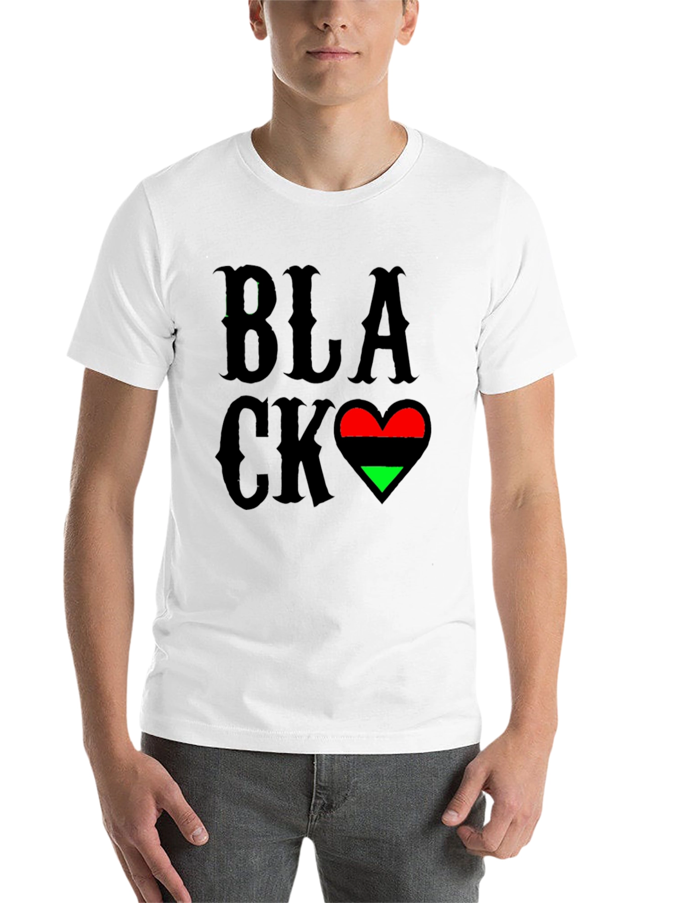 Black Black Love Heart T-Shirt - Pan-African Colors view 14