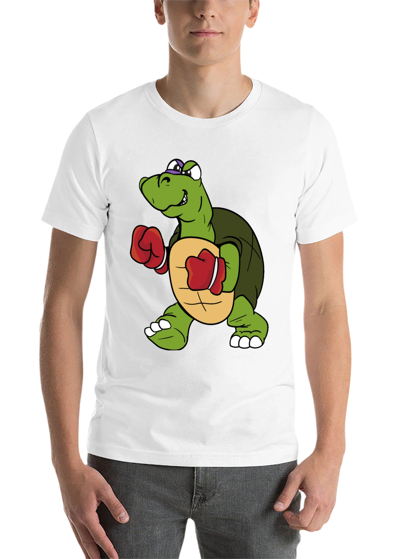 Black Turtle Boxer Graphic Tee - Novelty Cartoon Shirt view 14