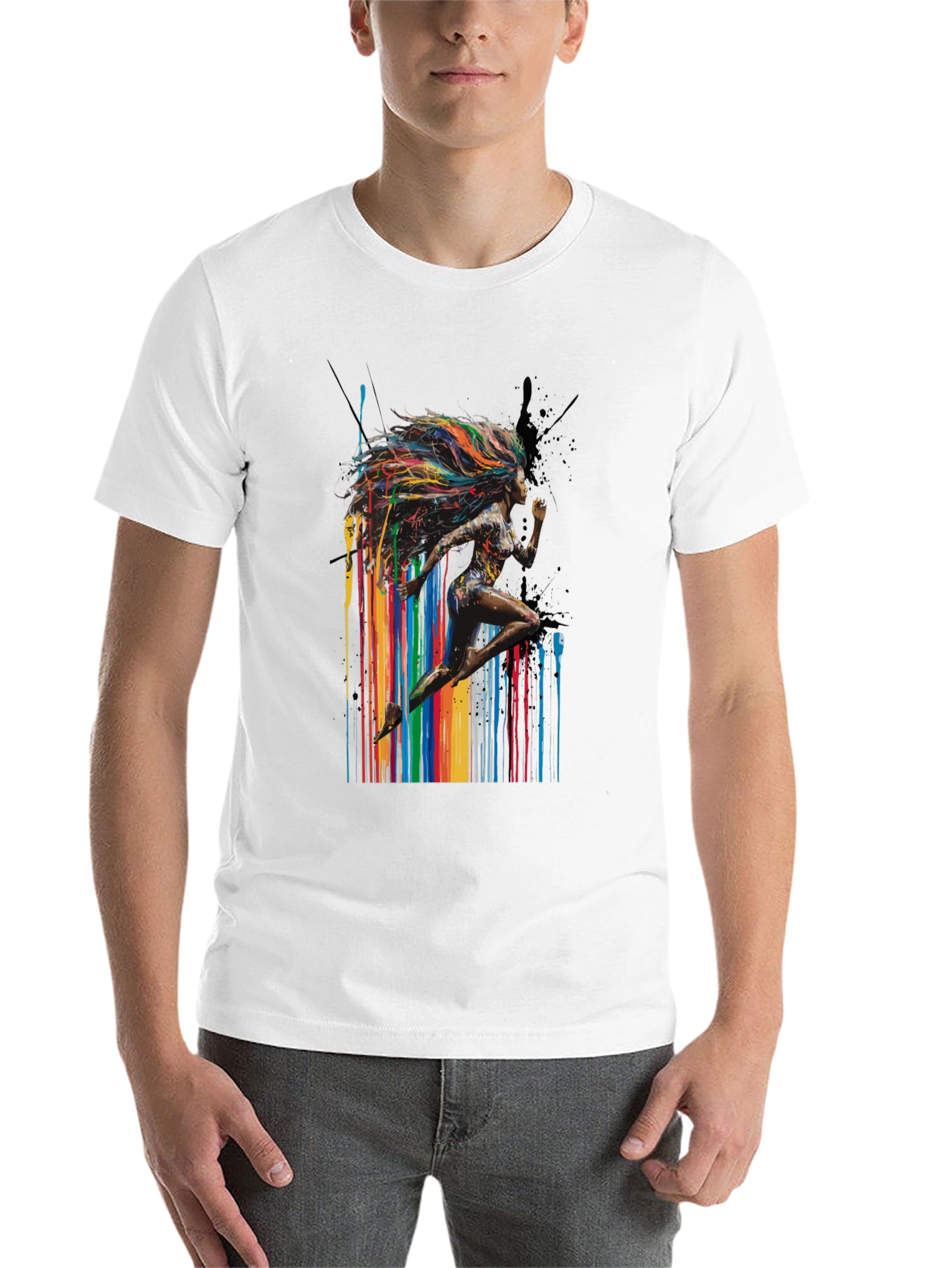Black Colorful Runner Graphic Black T-Shirt view 14