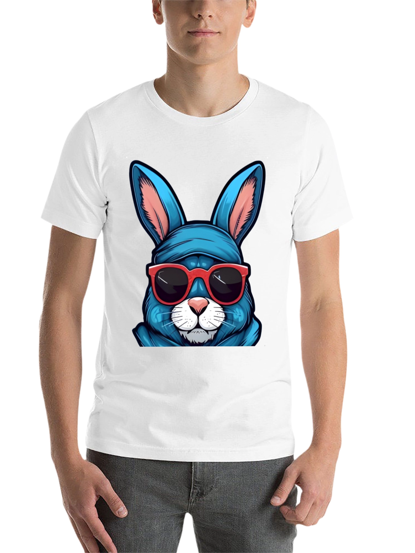 Black Cool Blue Bunny T-Shirt view 14