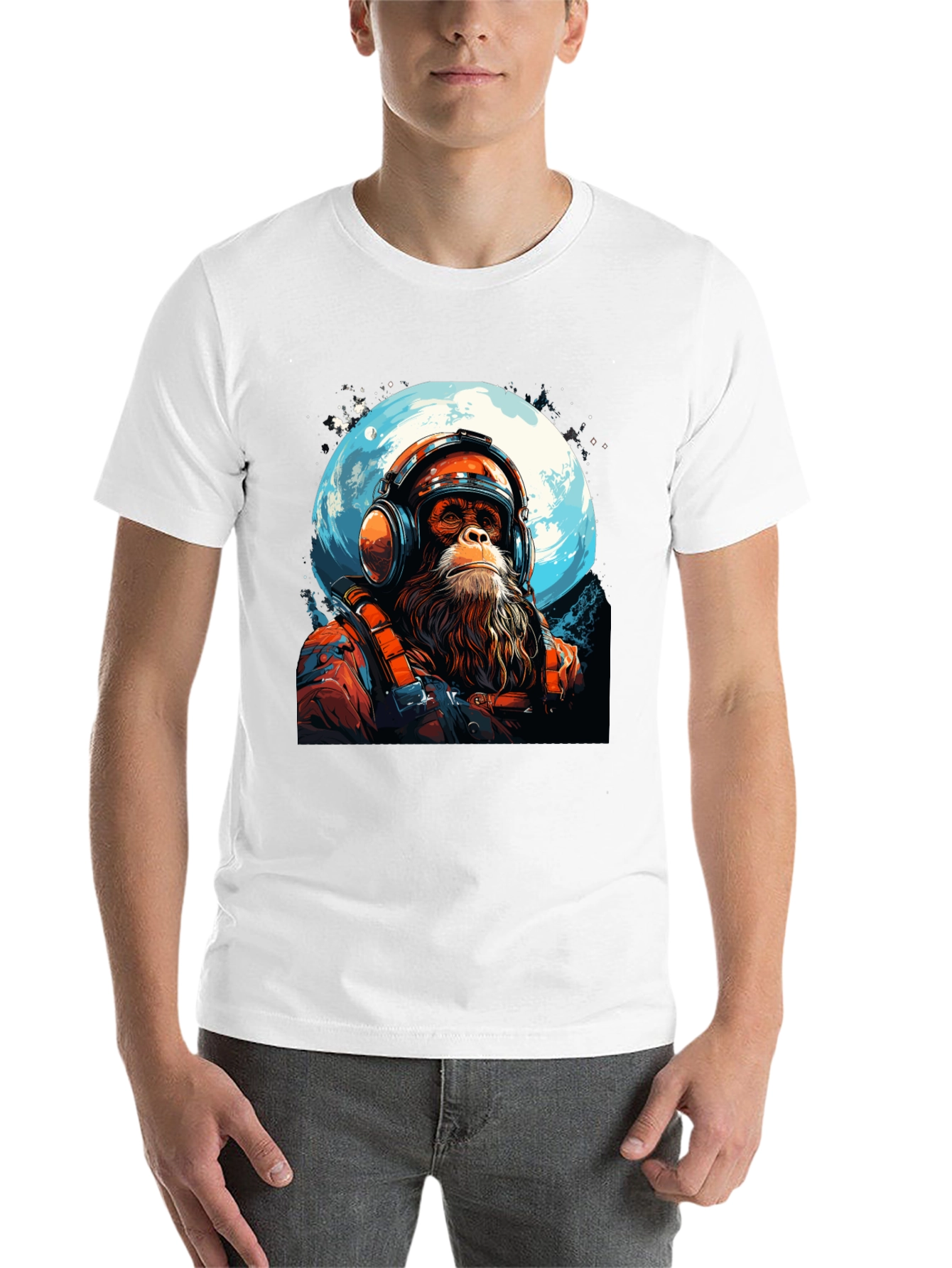 Black Astro Chimp Graphic Tee - Moon Landing Design view 14