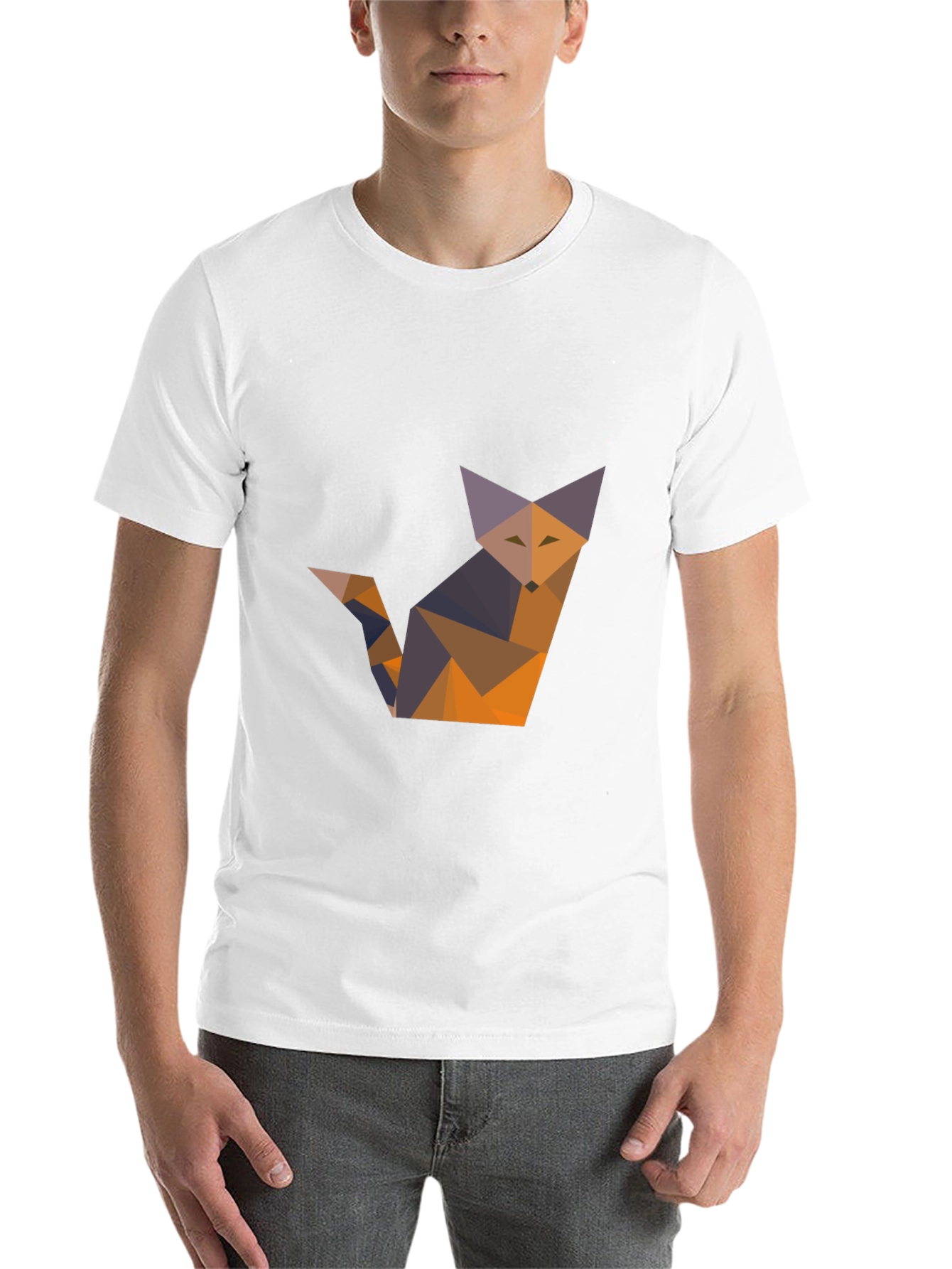 Black Geometric Fox T-Shirt - Modern Graphic Tee view 14