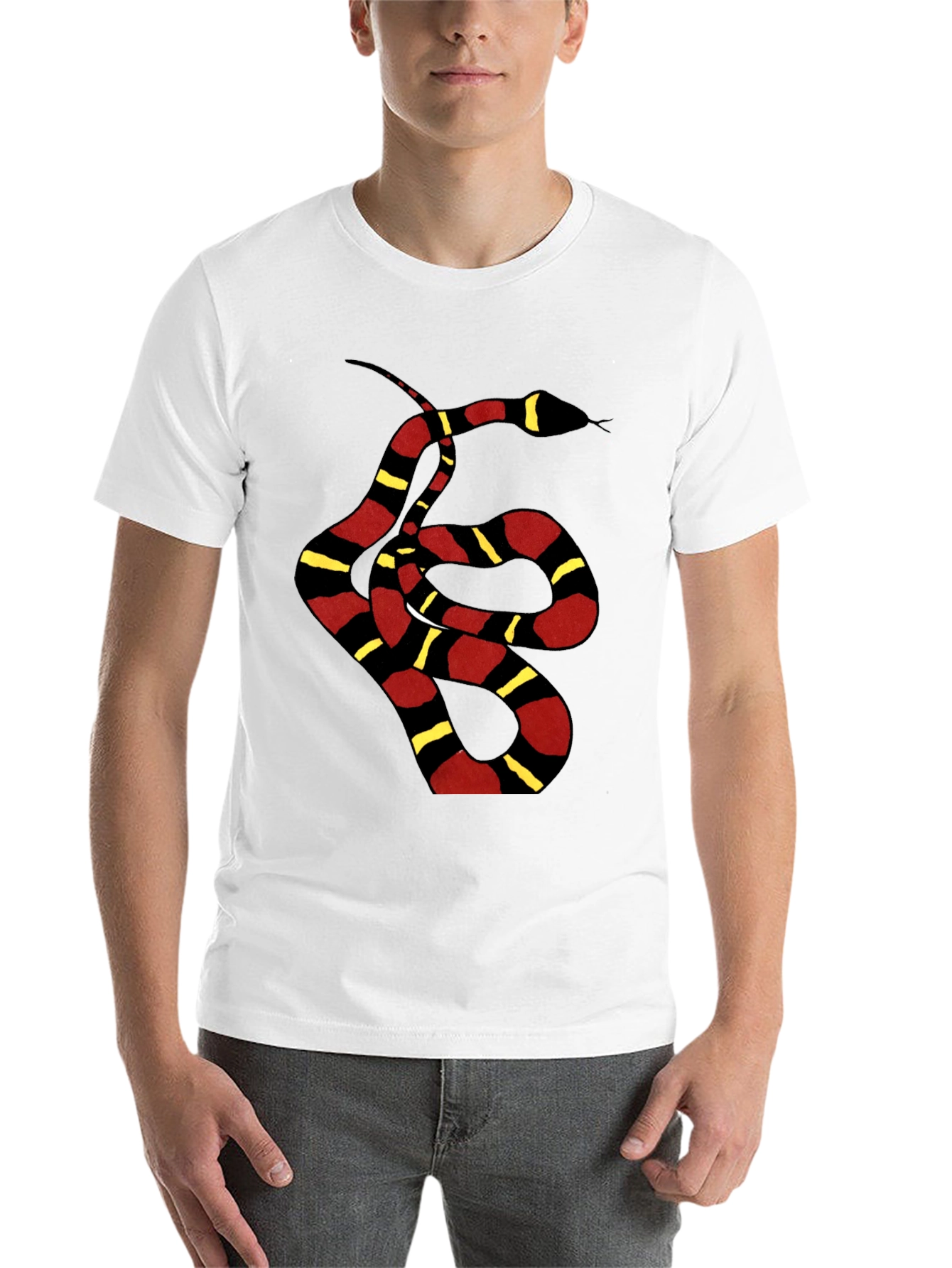 Black Striped Snake Graphic Tee - Black Unisex T-Shirt view 14