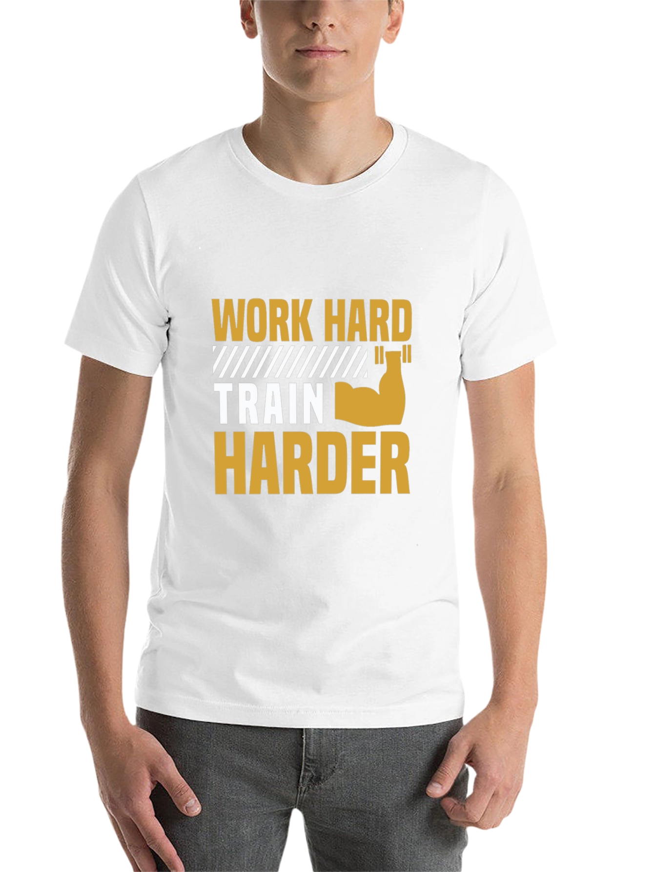 Black Work Harder Train Harder Gym T-Shirt view 14