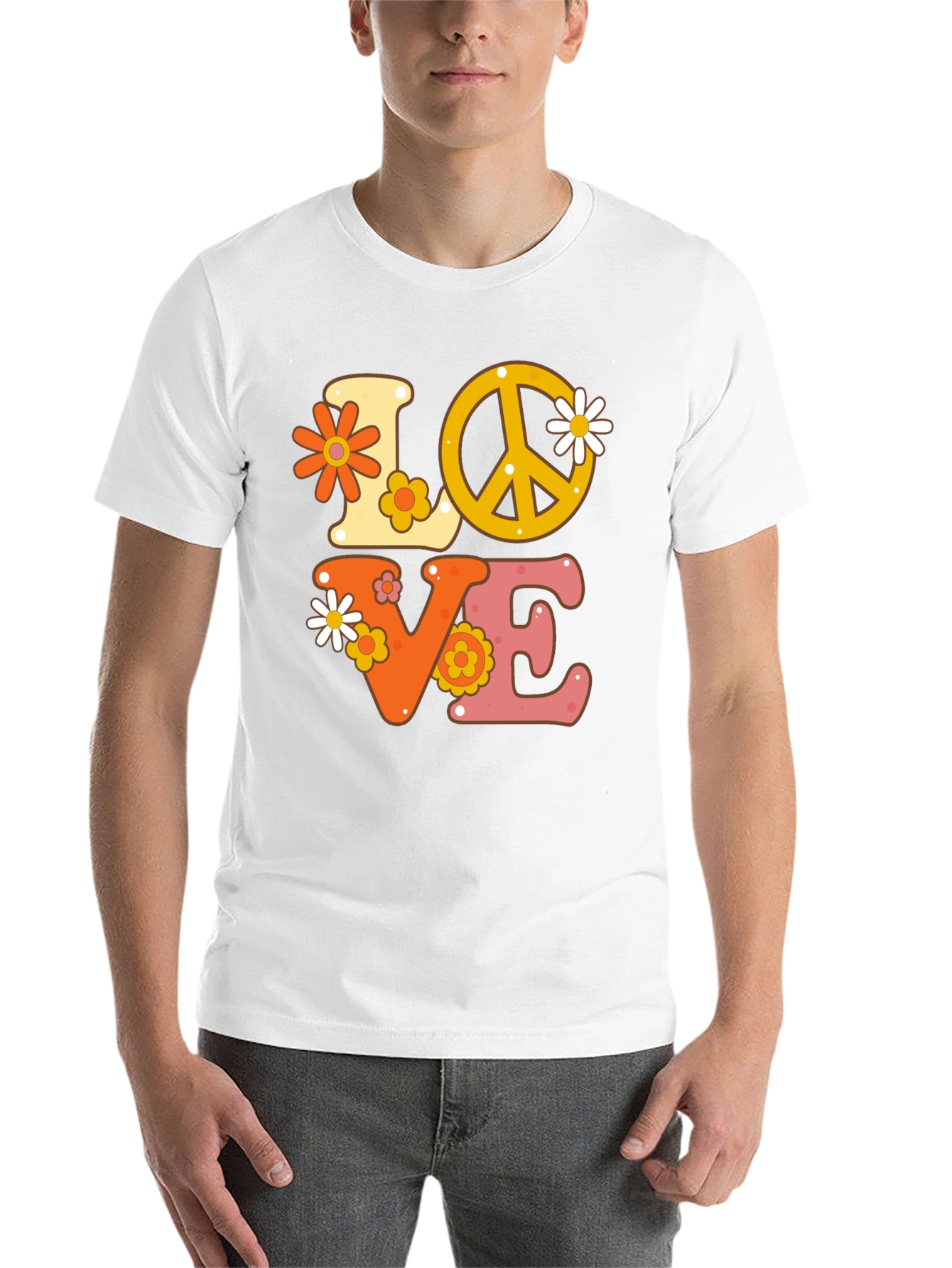 Black Retro Love Peace Sign Graphic Tee view 14