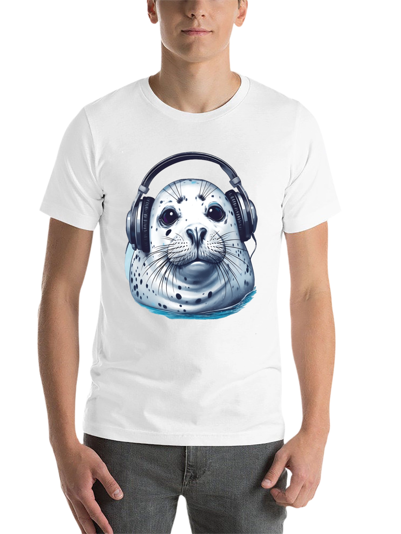 Black Seal with Headphones Graphic Tee view 14