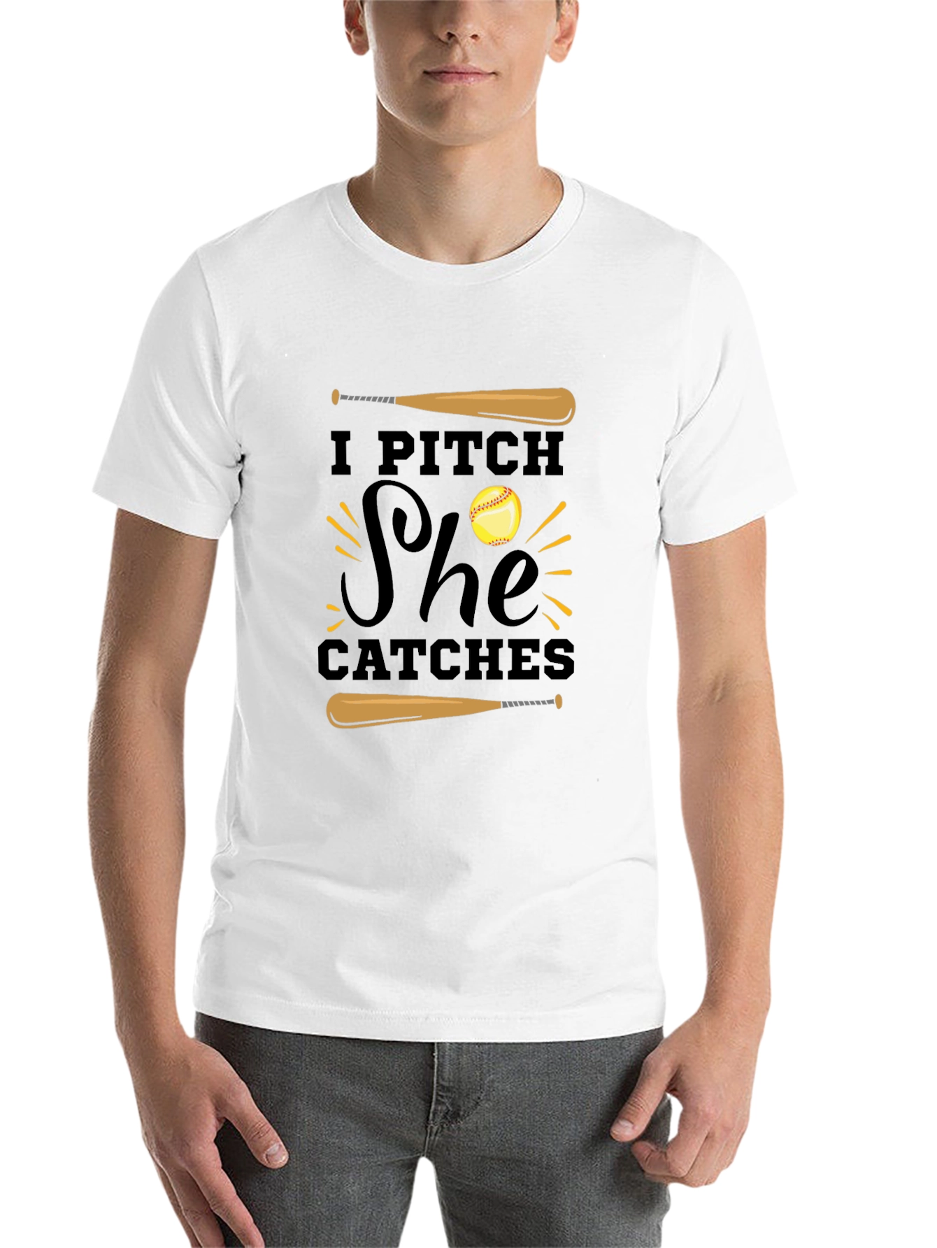 I Pitch She Catches Graphic T-Shirt - 14
