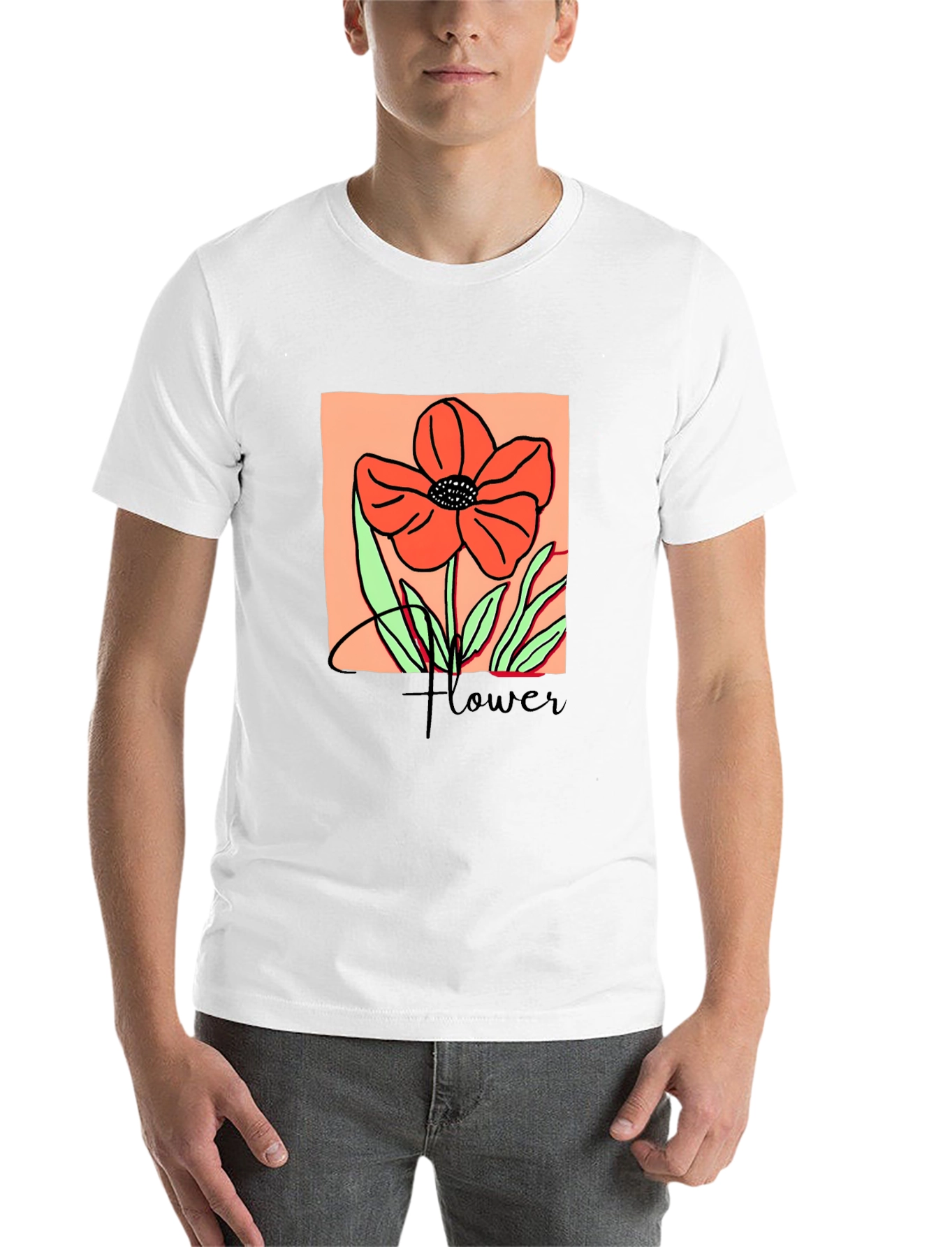 Black Floral Graphic T-Shirt - Artistic Flower Design view 14