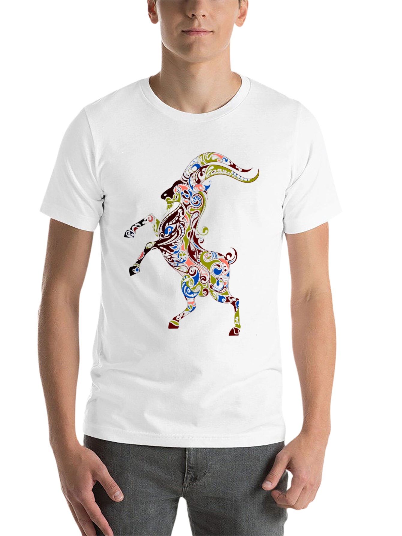 Black Ornate Ram Graphic Tee - Stylish Black T-Shirt view 14