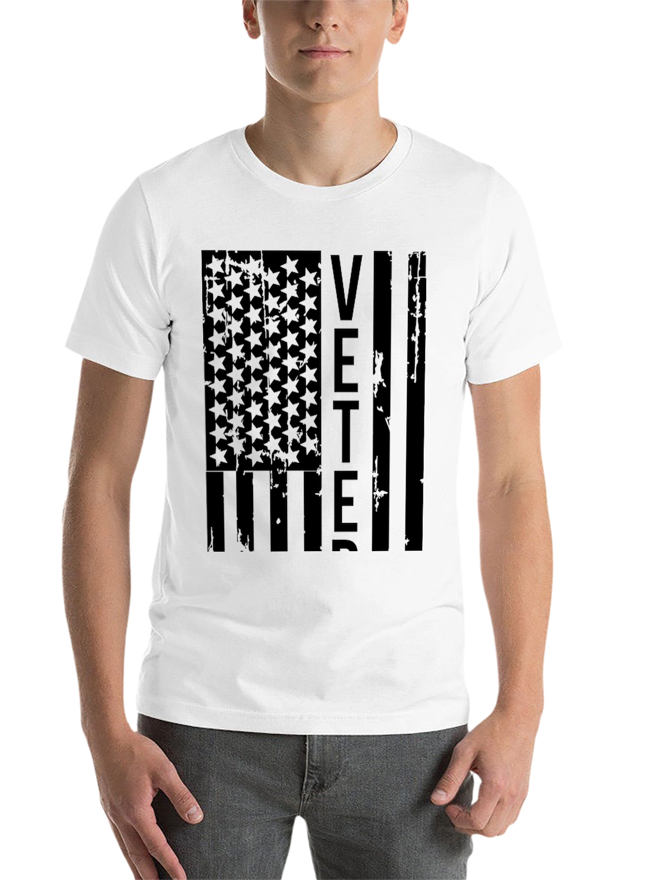 Black VETERAN American Flag Graphic T-Shirt view 14
