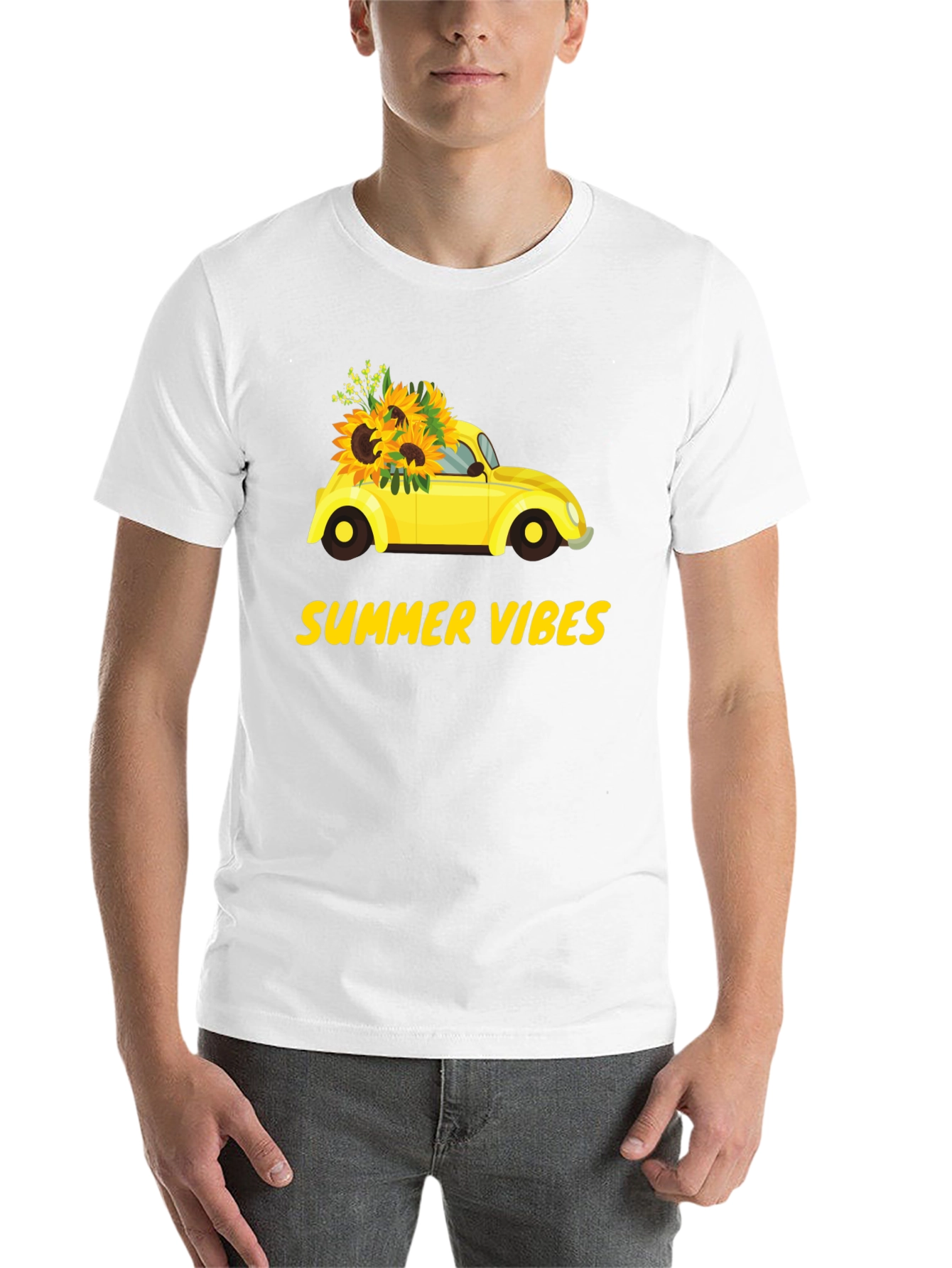 Black Summer Vibes Sunflower Car Graphic T-Shirt view 14