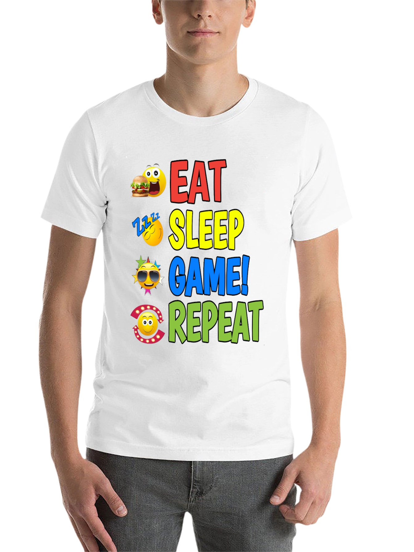 Black Eat Sleep Game Repeat Graphic T-Shirt view 14